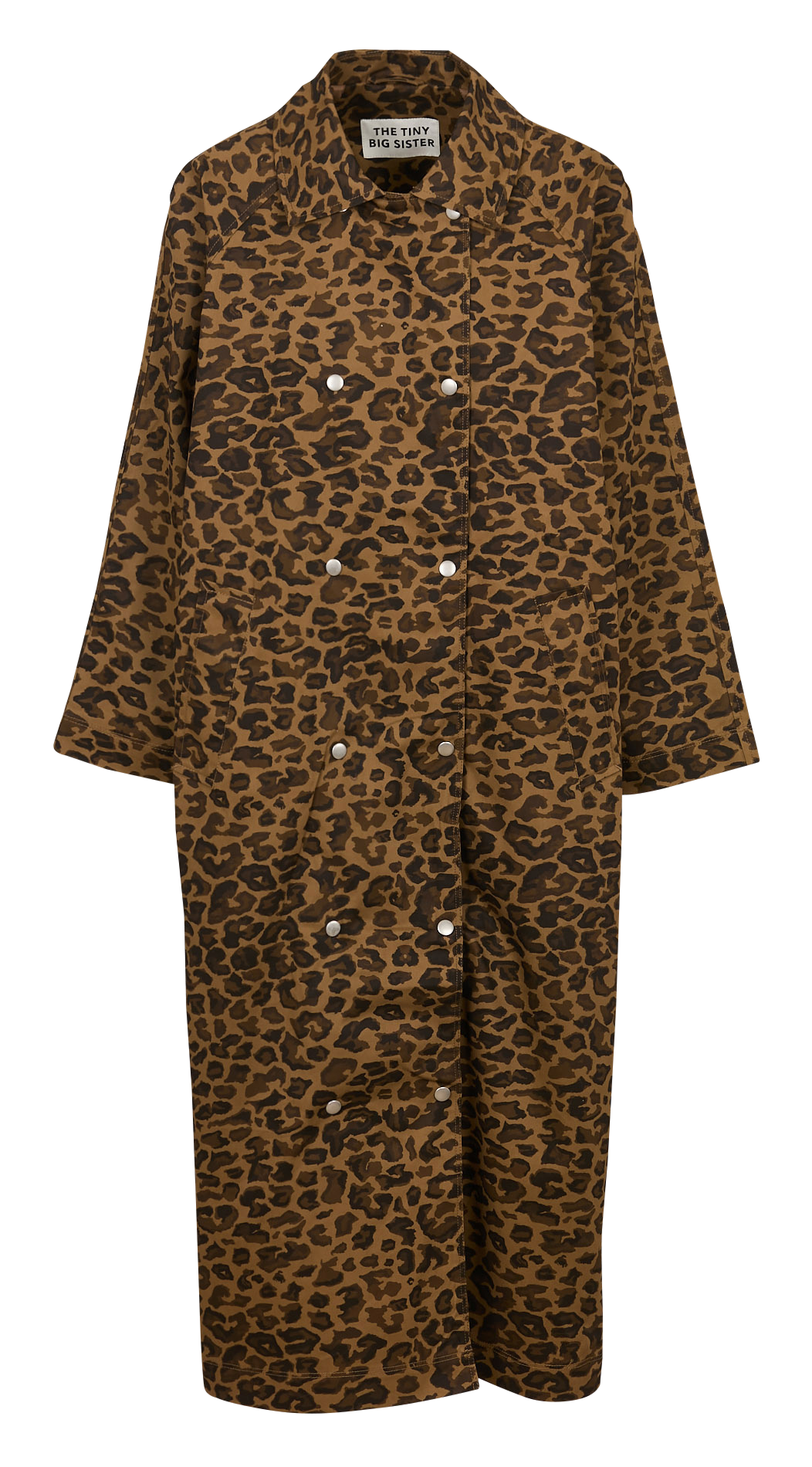 Trench long oversize à motif léopard THE TINY BIG SISTER Marron