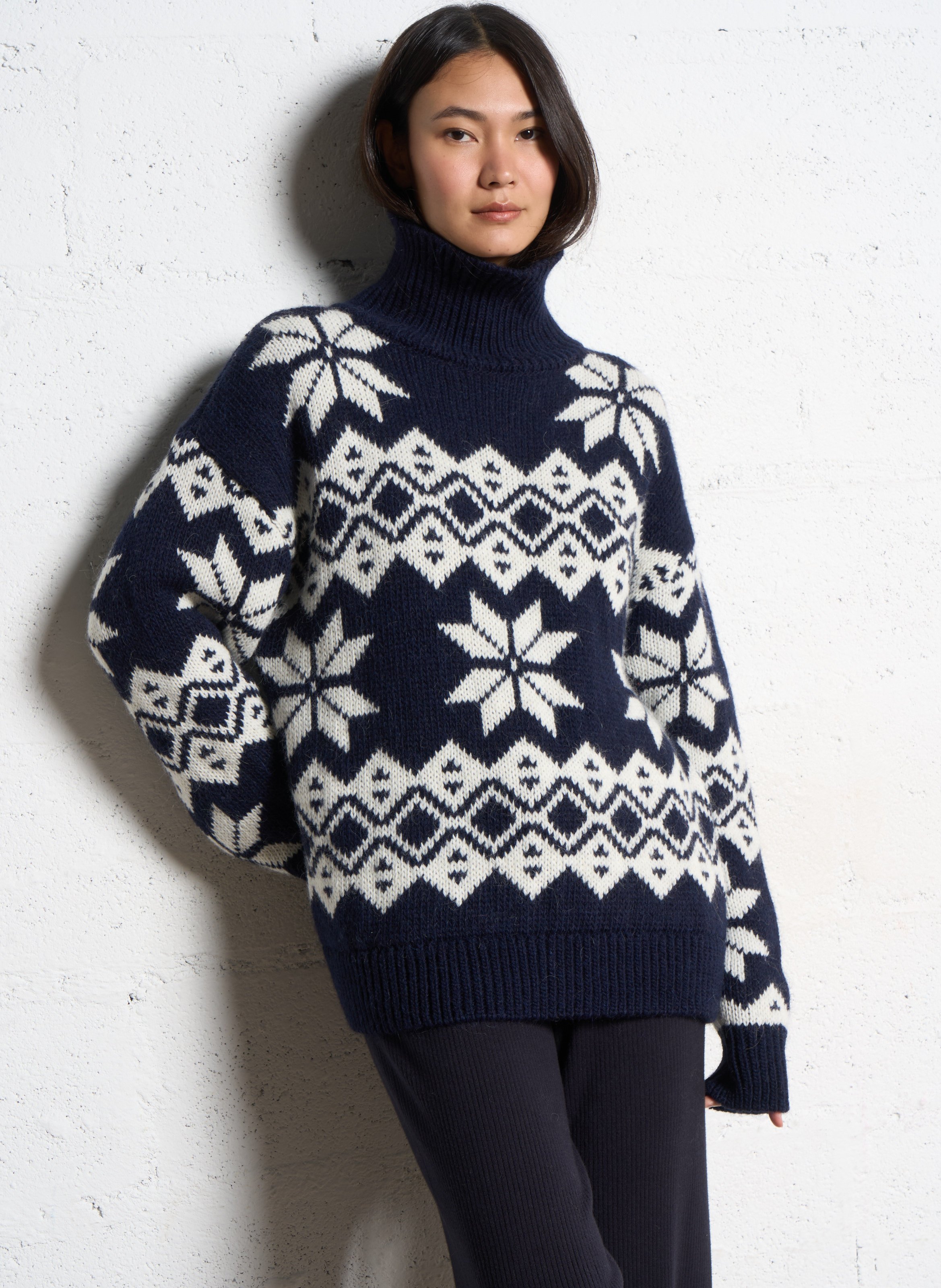 Trui met opstaande kraag | wolblend THE NEW SOCIETY Blauw