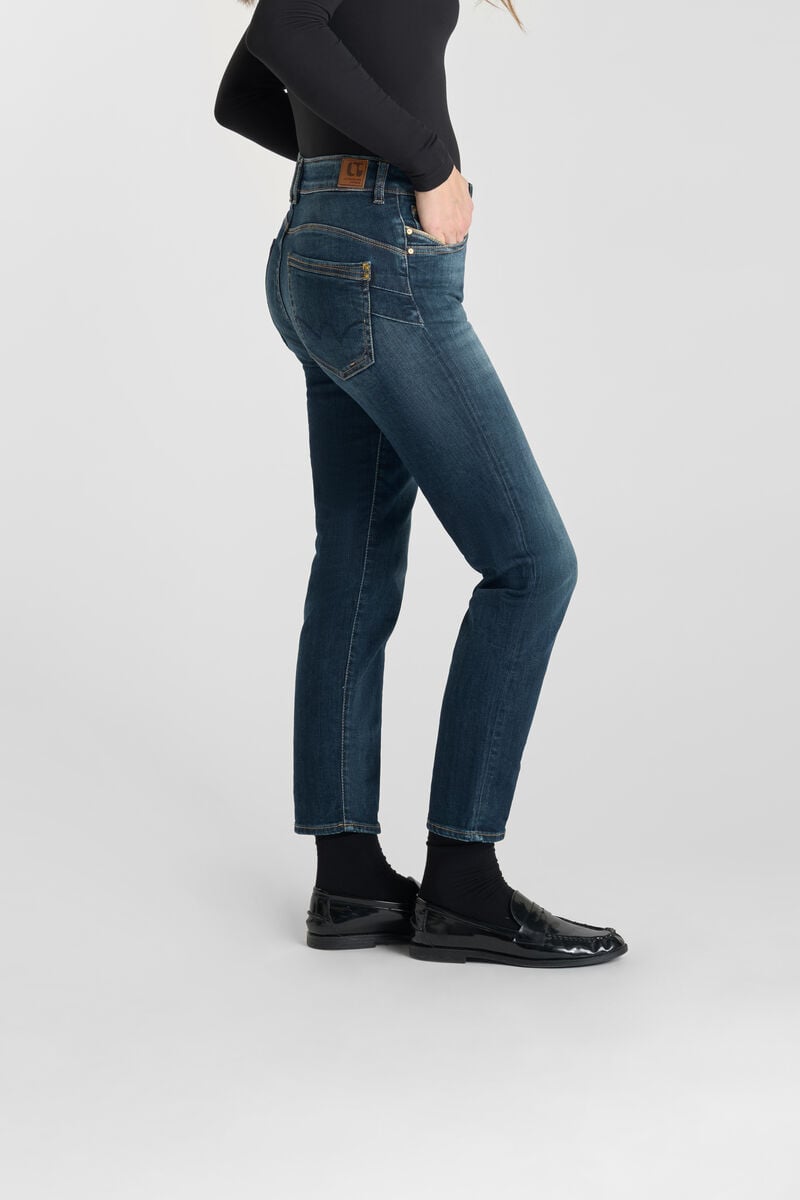 High-waisted push-up slim jeans, 7/8 length LE TEMPS DES CERISES Blue
