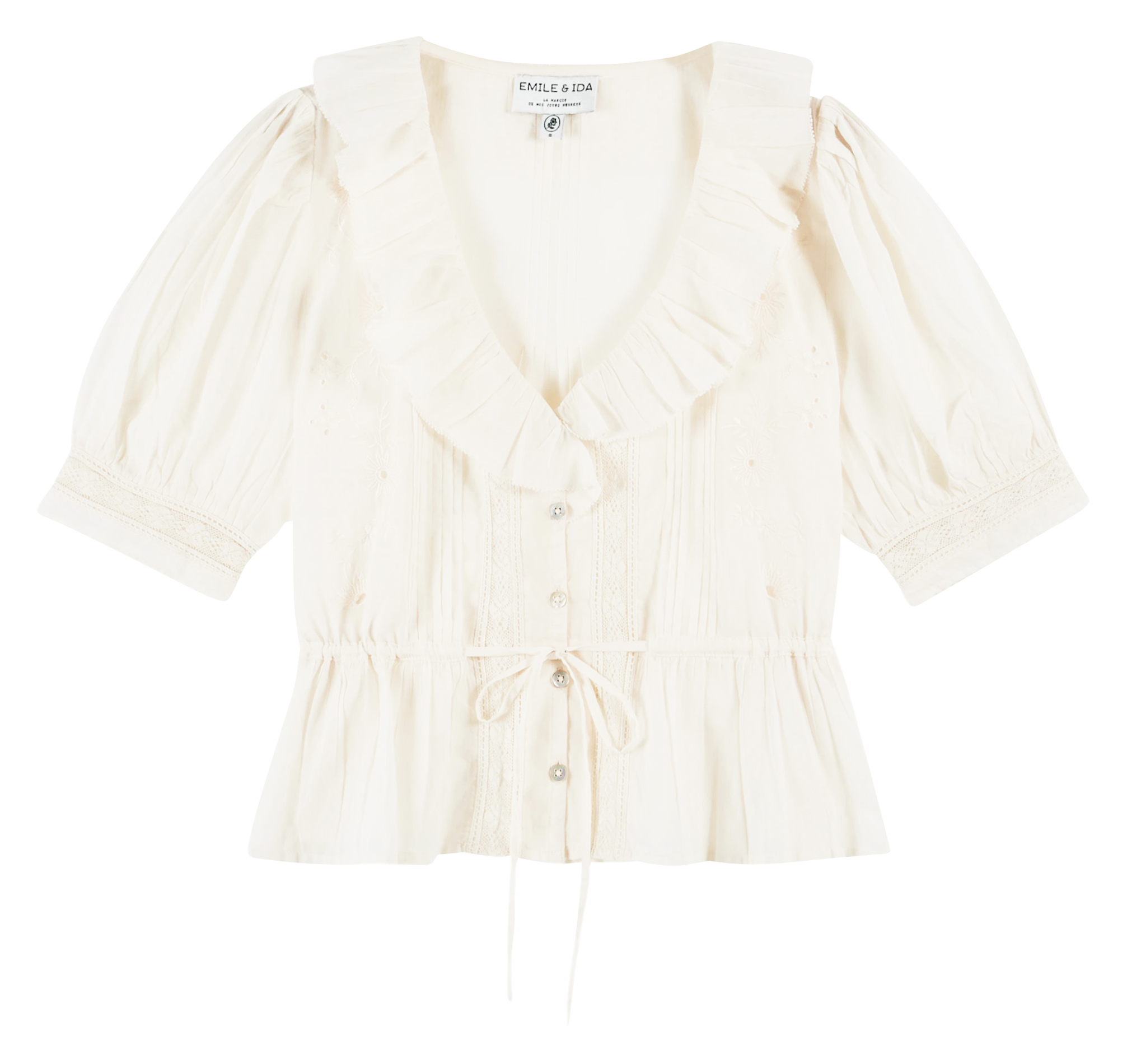 Ronde hals top van biologisch katoen EMILE ET IDA Beige