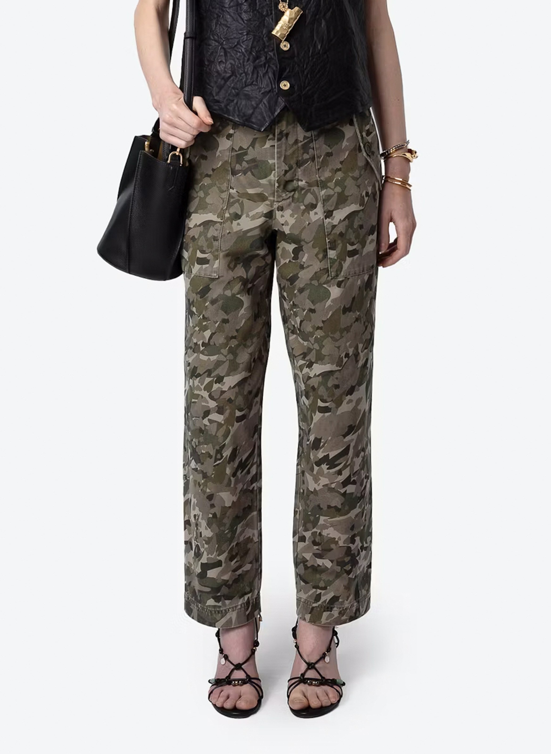 Pantalon droit 7/8ème en coton bio imprimé ZADIG&VOLTAIRE Vert