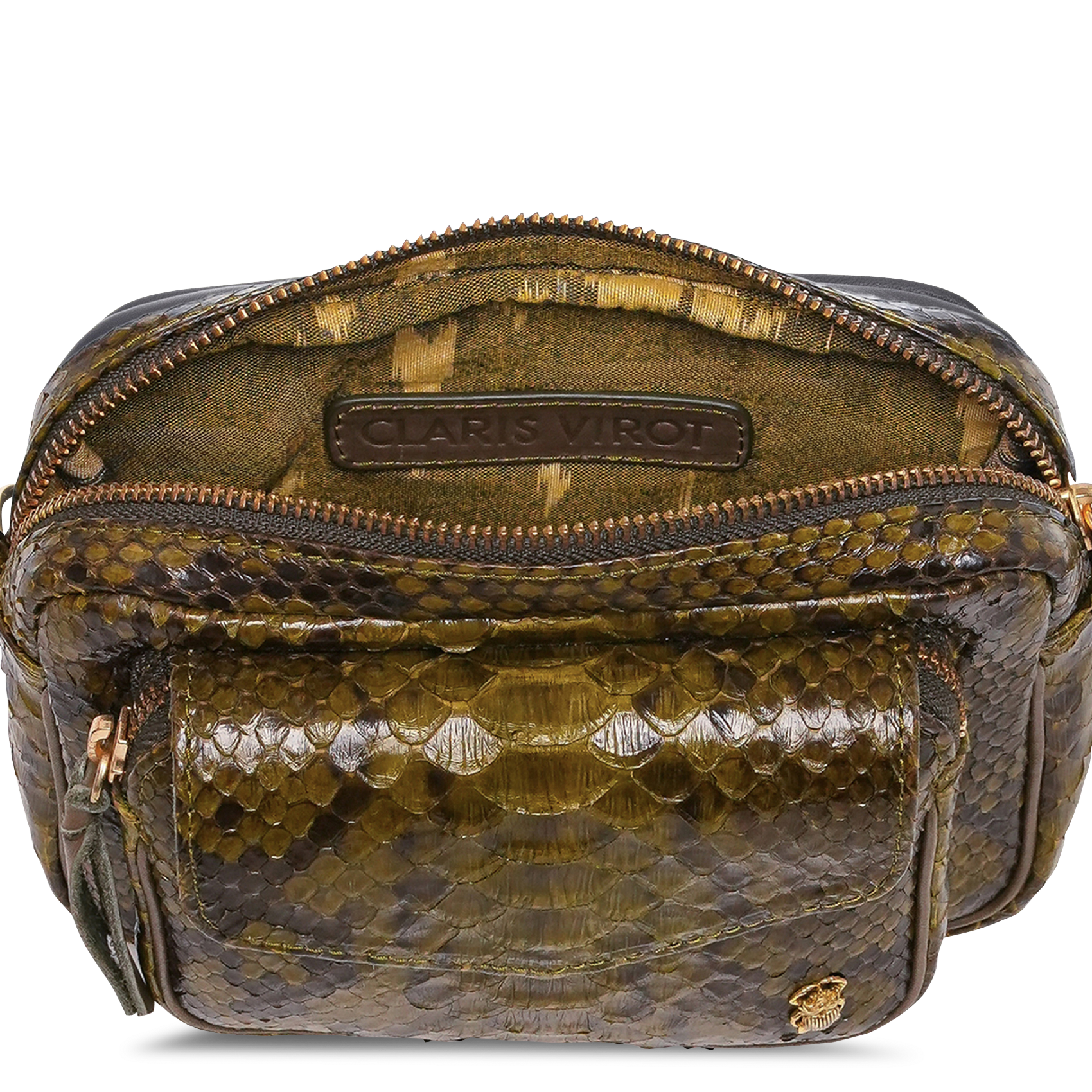 Sac bandoulière en python CLARIS VIROT Kaki