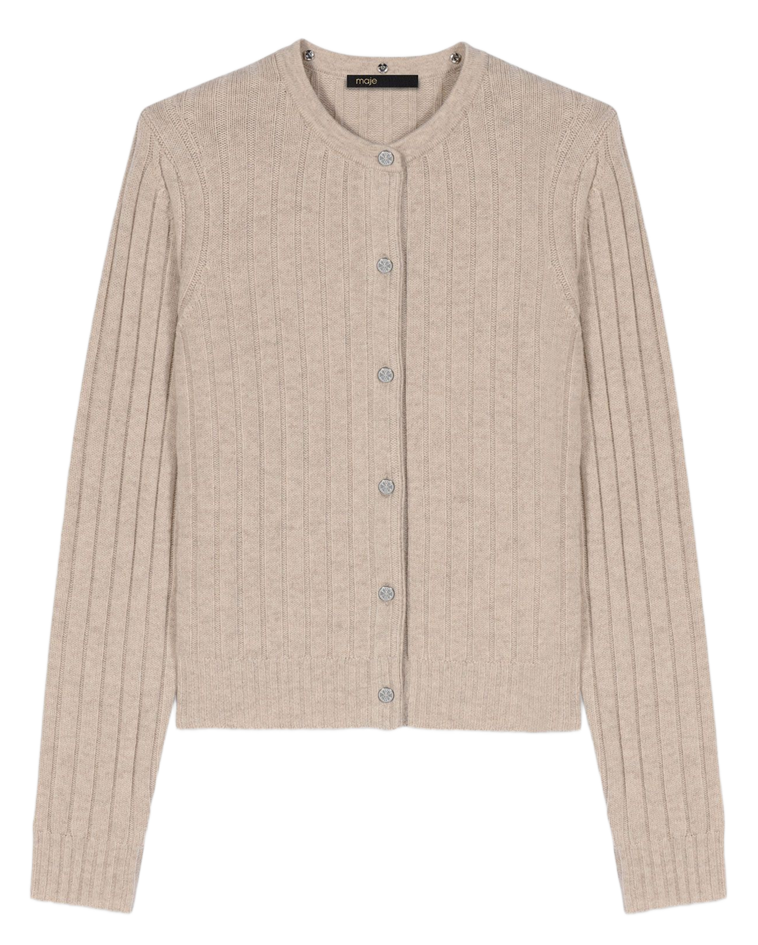 Cárdigan recto con cuello desmontable de lana mezclada MAJE Beige