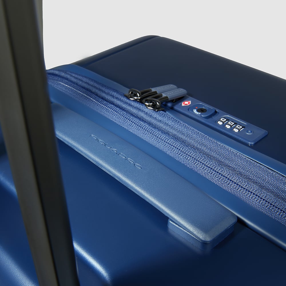 Medium expandable 4-wheel trolley suitcase with TSA lock and removable washable lining PIQUADRO Black