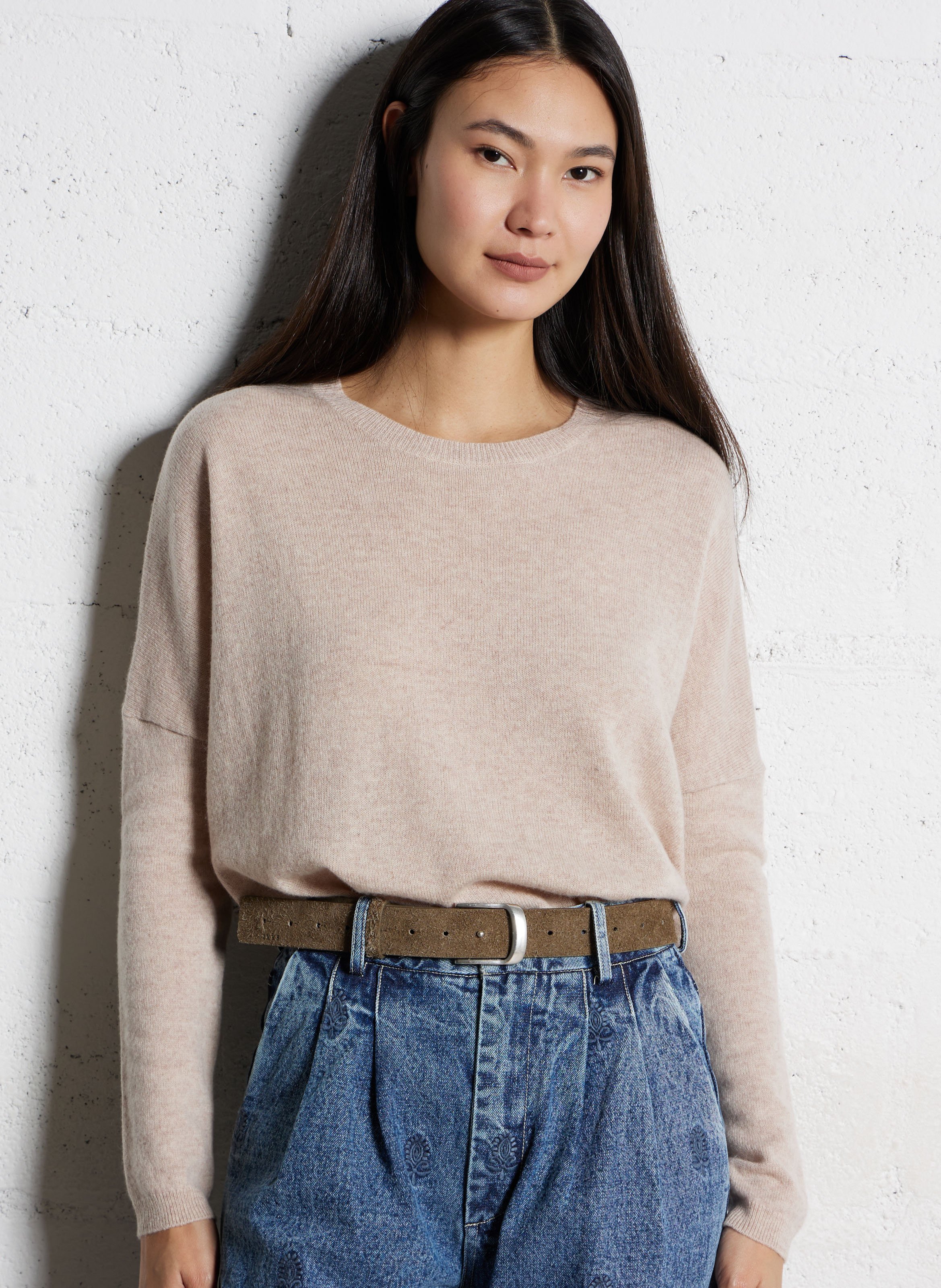 Solid calfskin leather belt IKKS Khaki