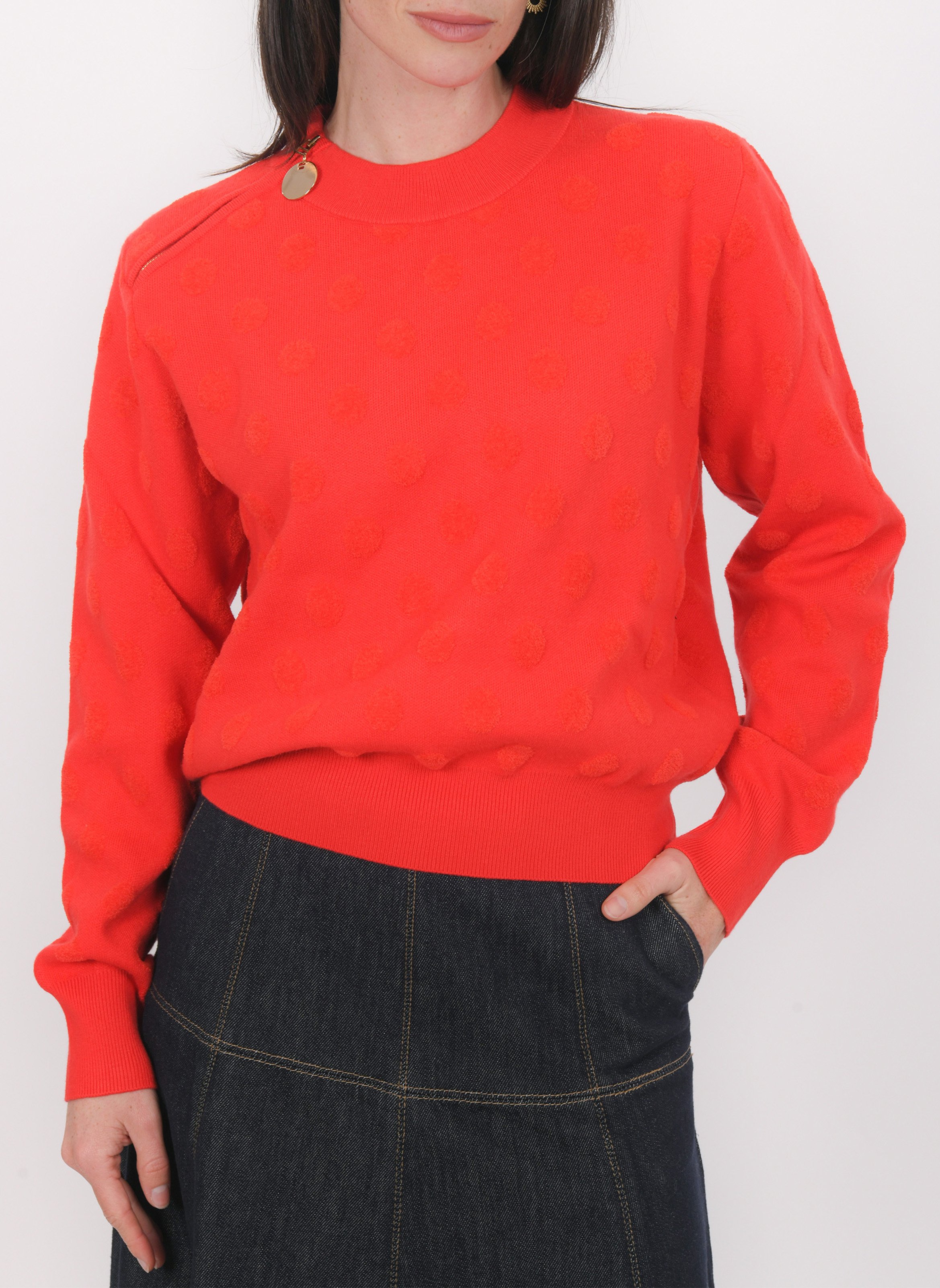 Pull oversize col rond  KOOKAI Rouge