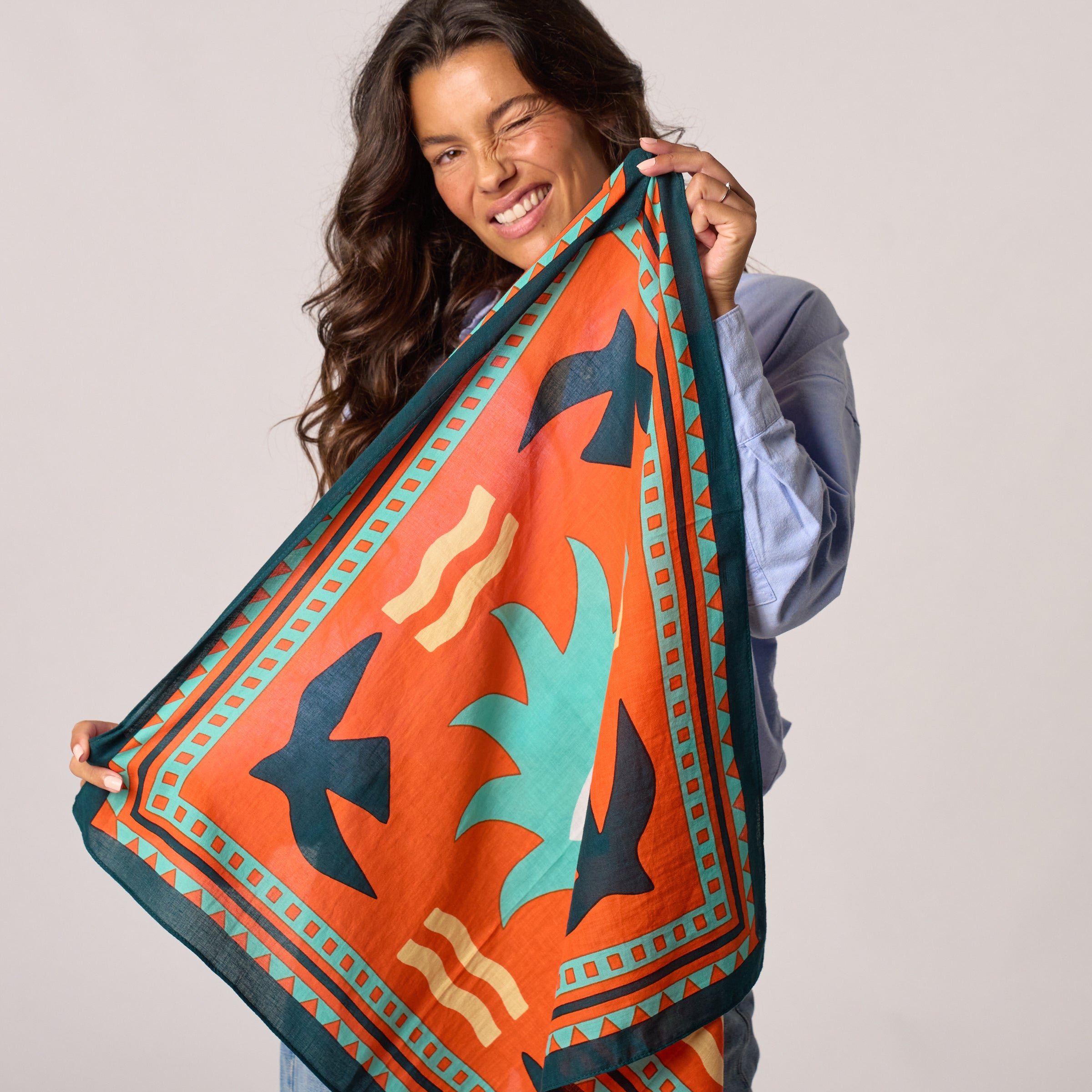 Small organic cotton scarf Paola BILLYBELT Orange