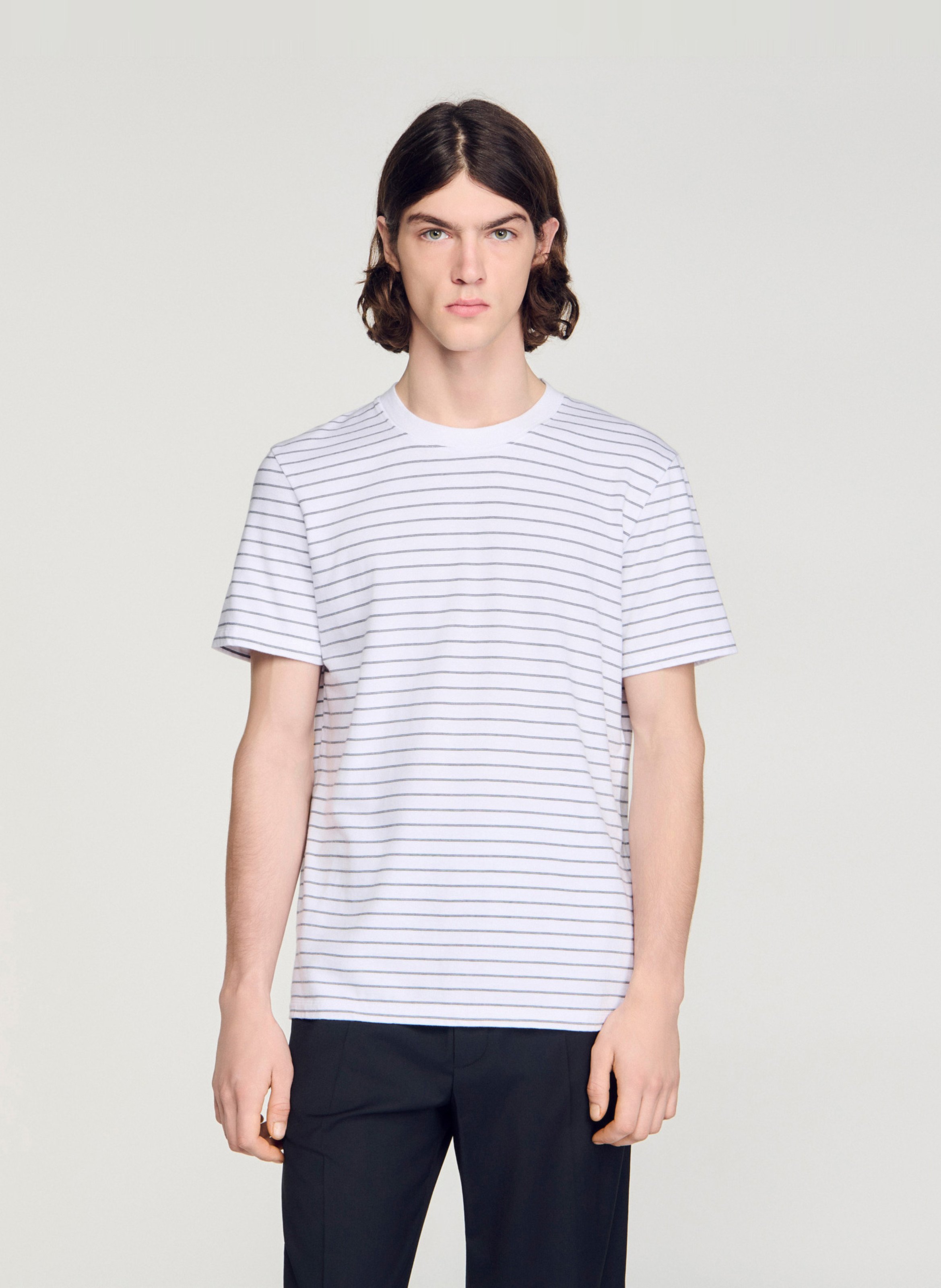 Tee-shirt col rond à rayures SANDRO