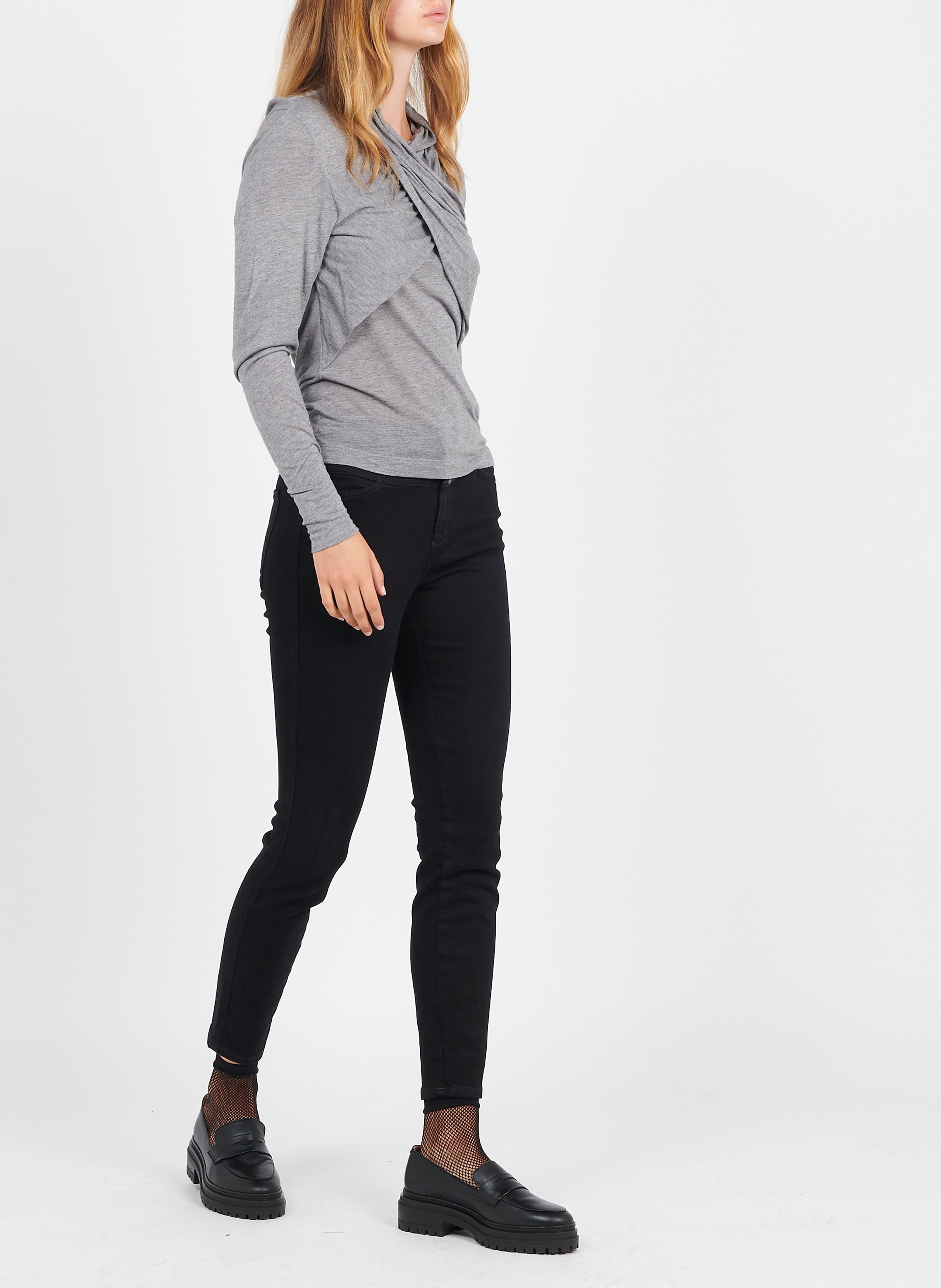 V-neck cotton-blend top IRO Grey