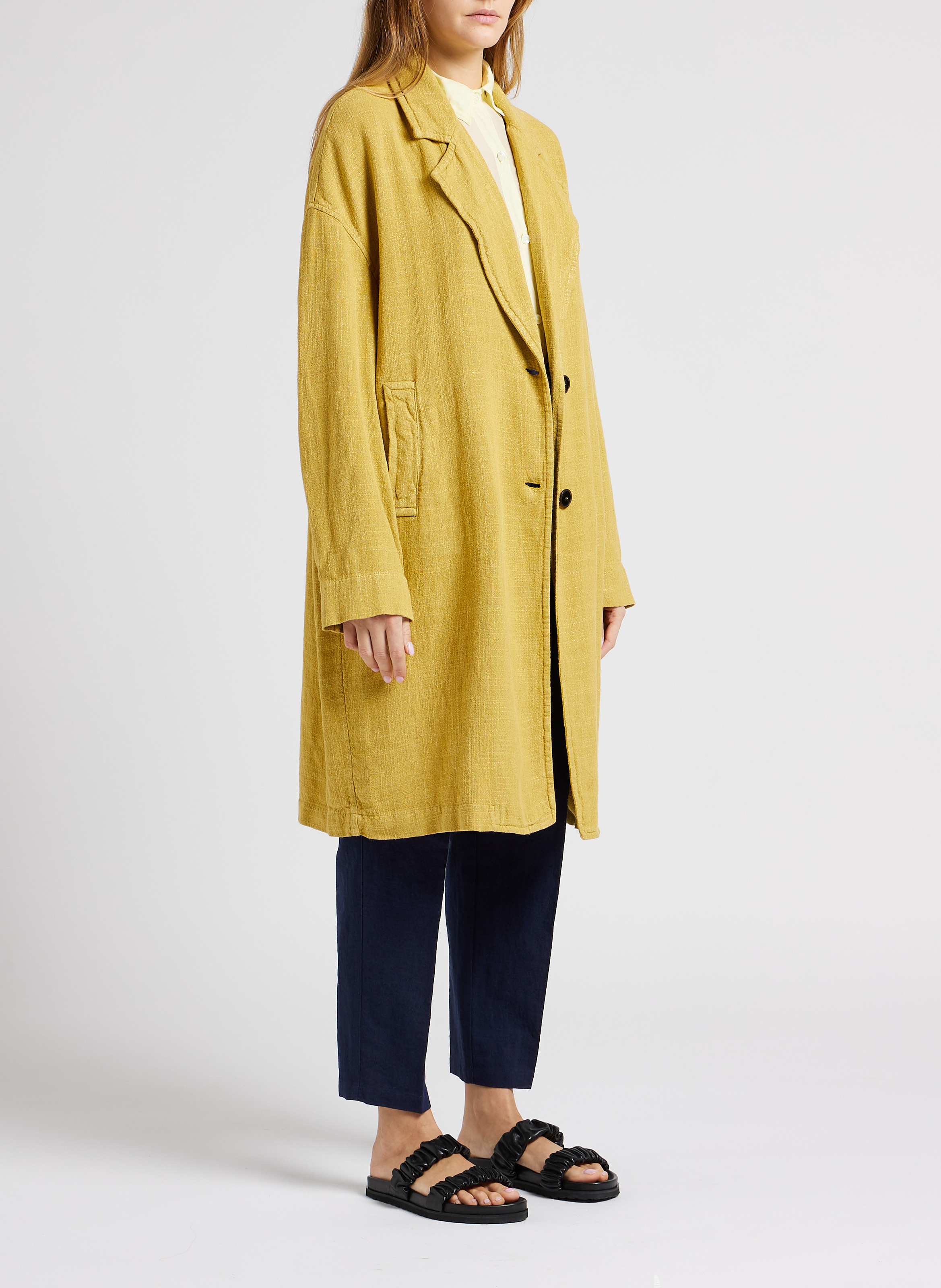 Ruimvallende blouse | katoenblend POMANDERE Geel