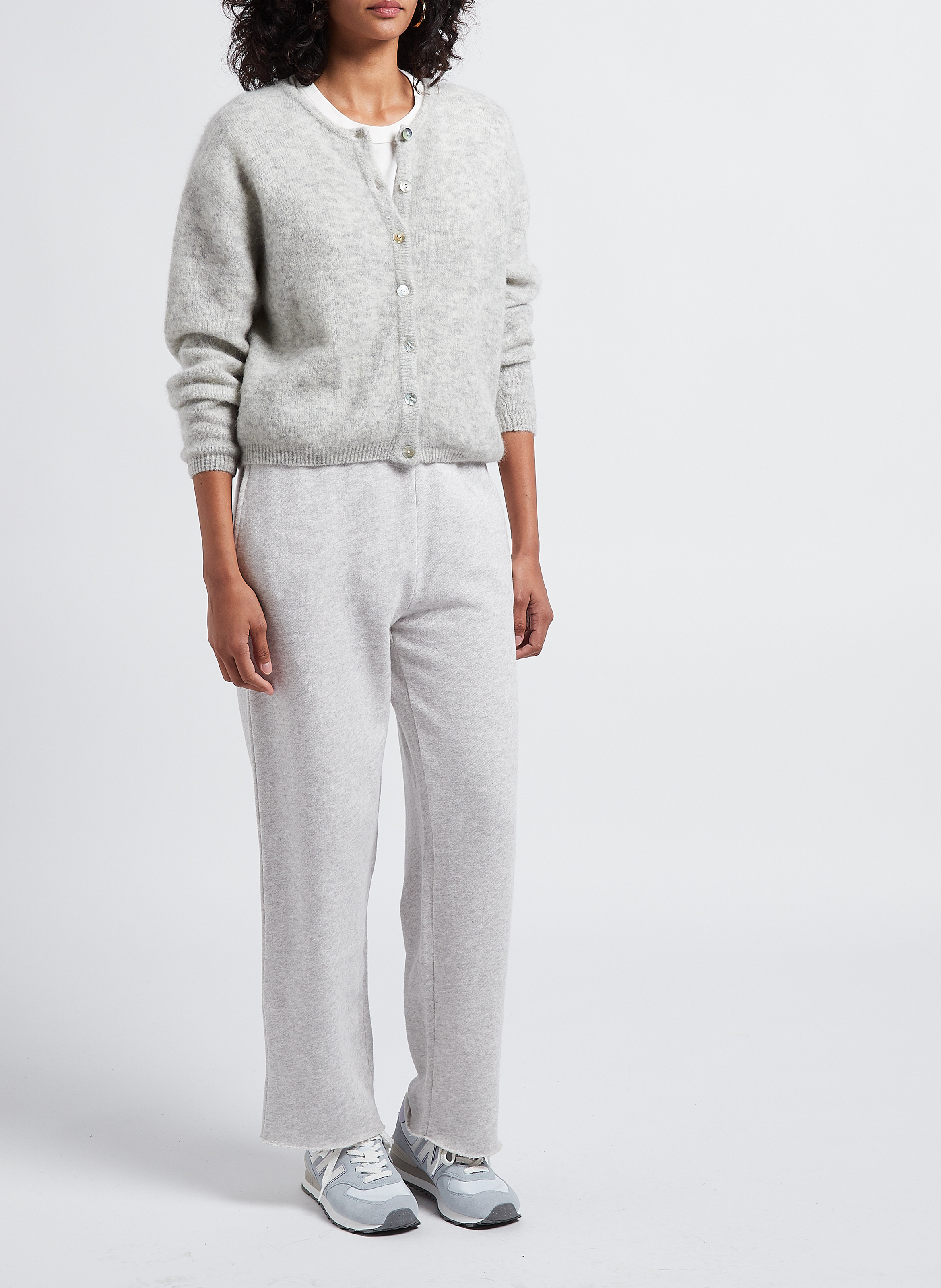 Wollmix-Strickjacke mit Rundhalskragen AMERICAN VINTAGE Grau