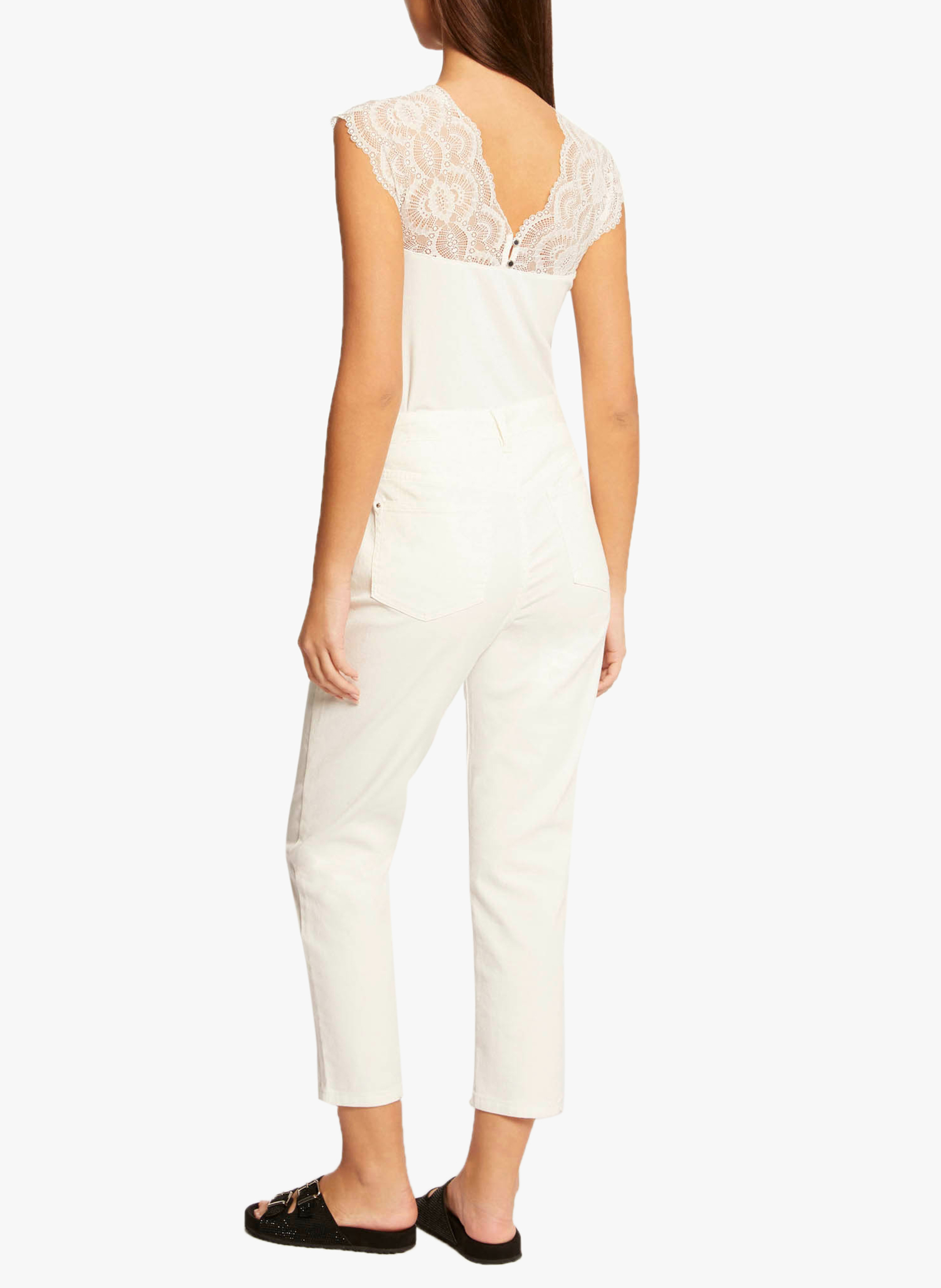 Short-sleeved top with lace MORGAN Beige