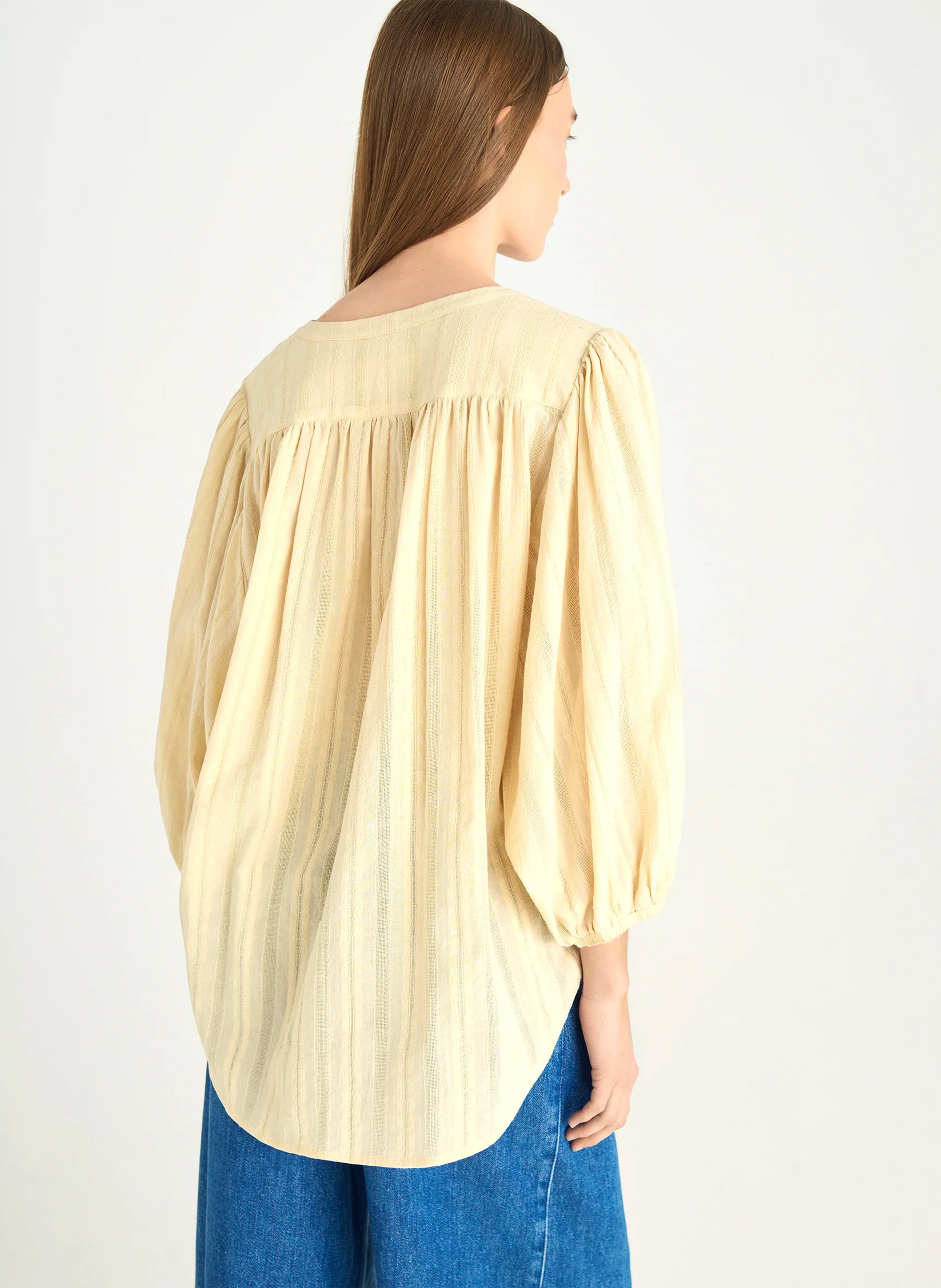 Blouse oversize en toile de coton ajourée ACOTE Blanc