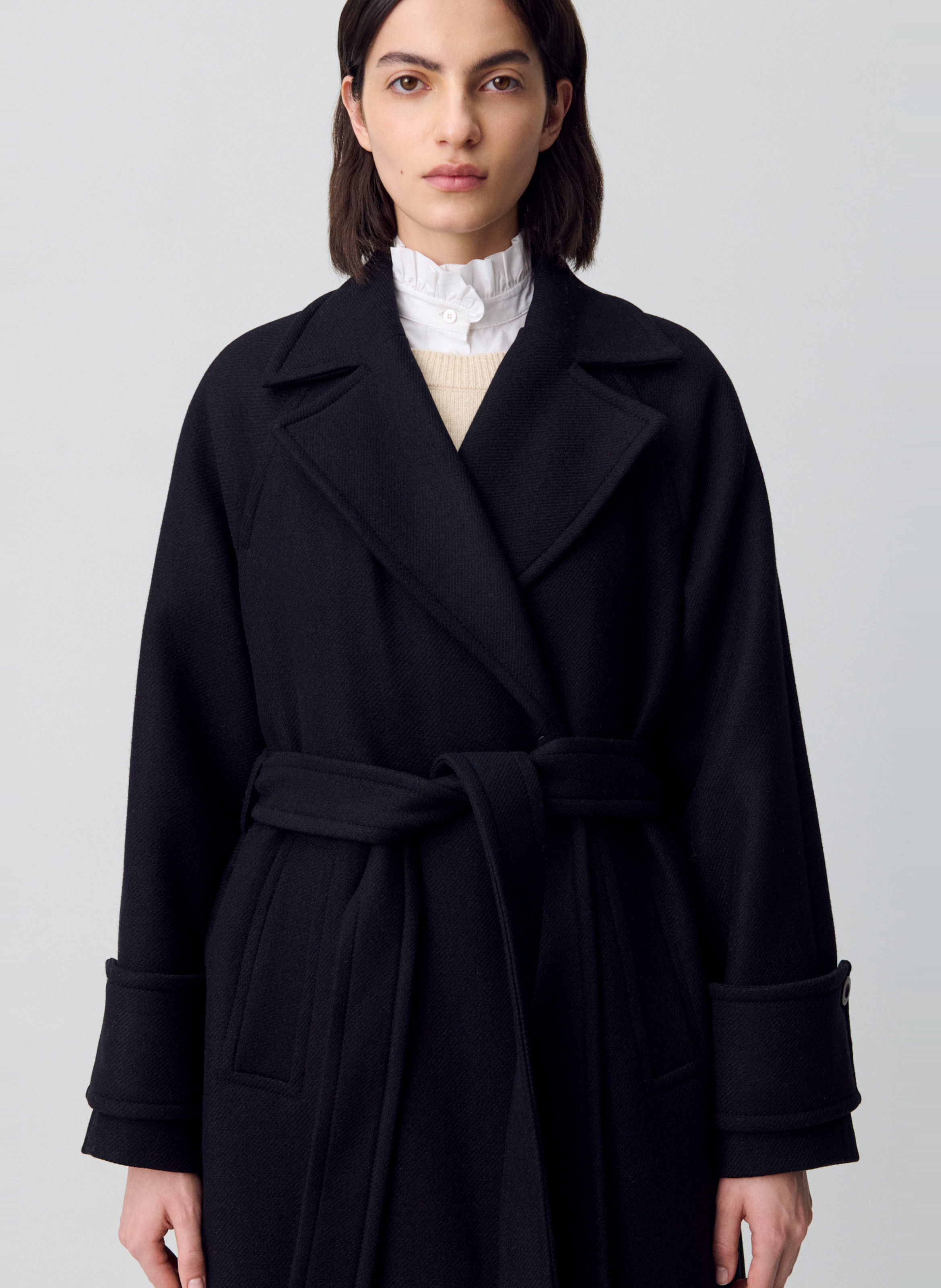 Manteau col tailleur en laine mélangée  CLAUDIE PIERLOT Noir