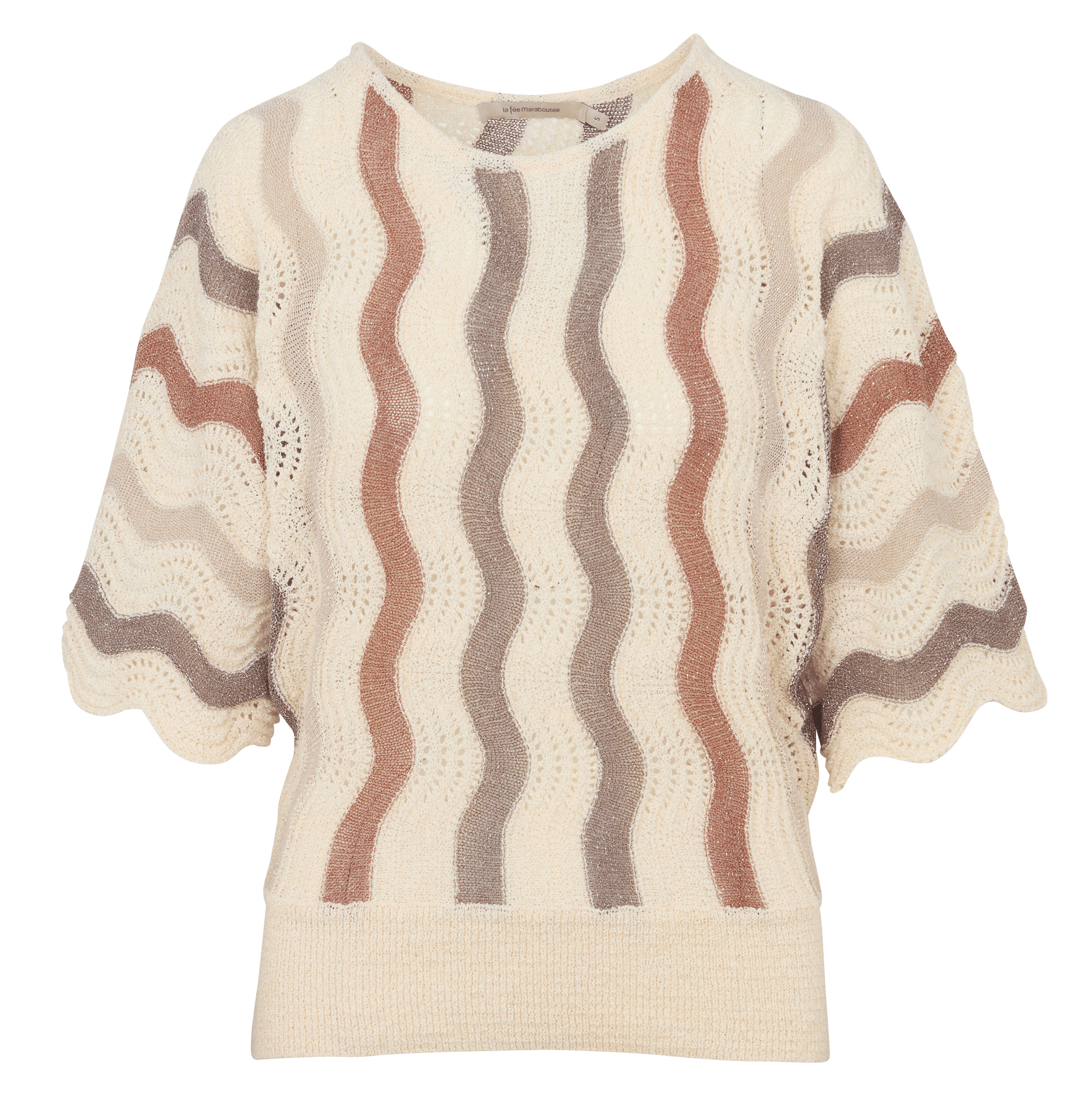Gestreepte trui met ronde hals LA FEE MARABOUTEE Bruin