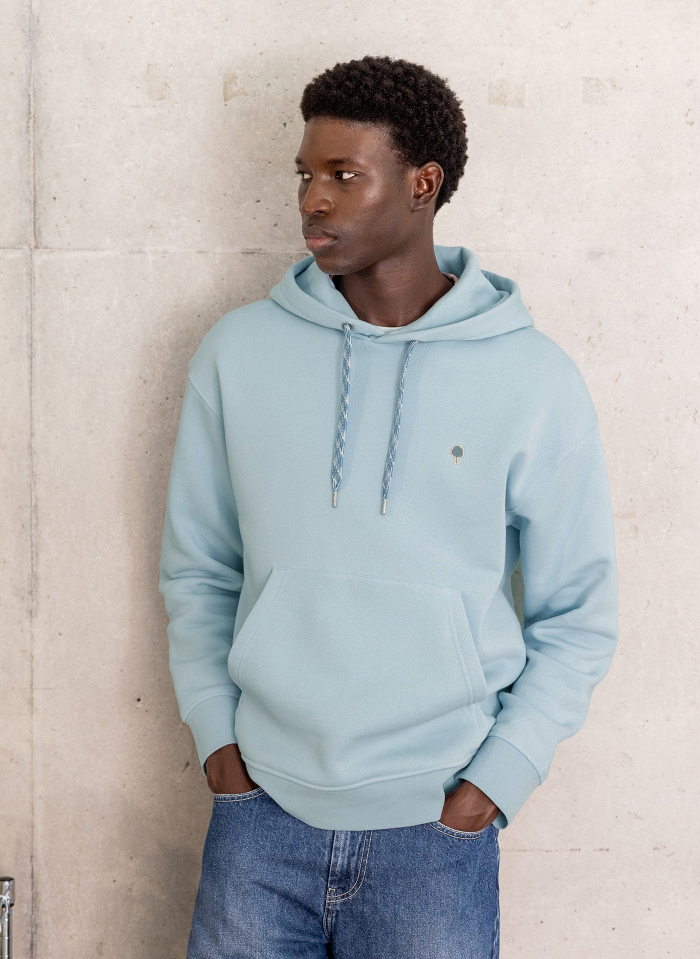 Anliegender Kapuzenpullover aus Baumwollmischgewebe FAGUO Blau