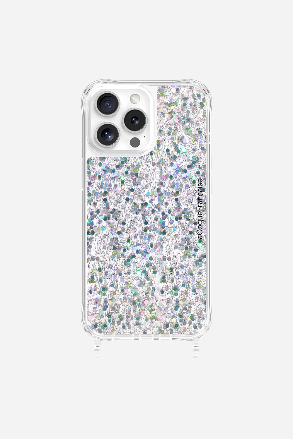 Glitter phone case with rings for iPhone 15 Pro Max LA COQUE FRANCAISE Silver