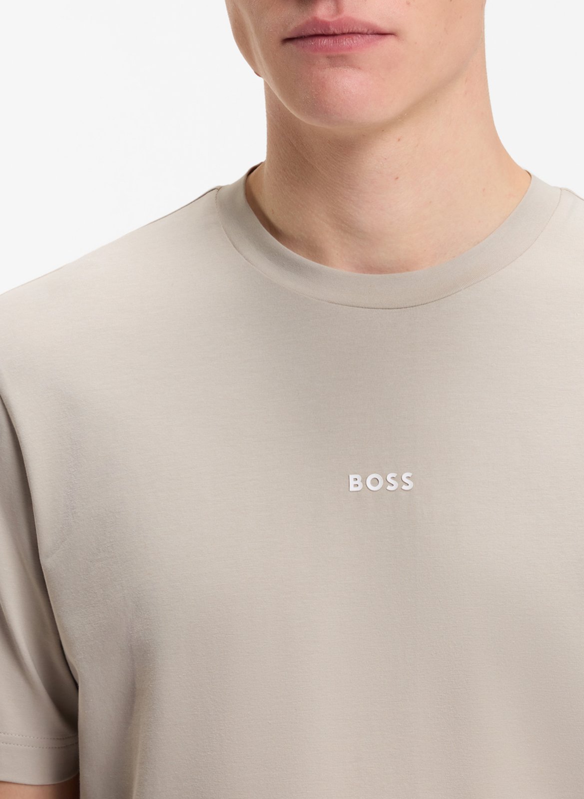 Tee-shirt col rond en coton mélangé  BOSS Argent
