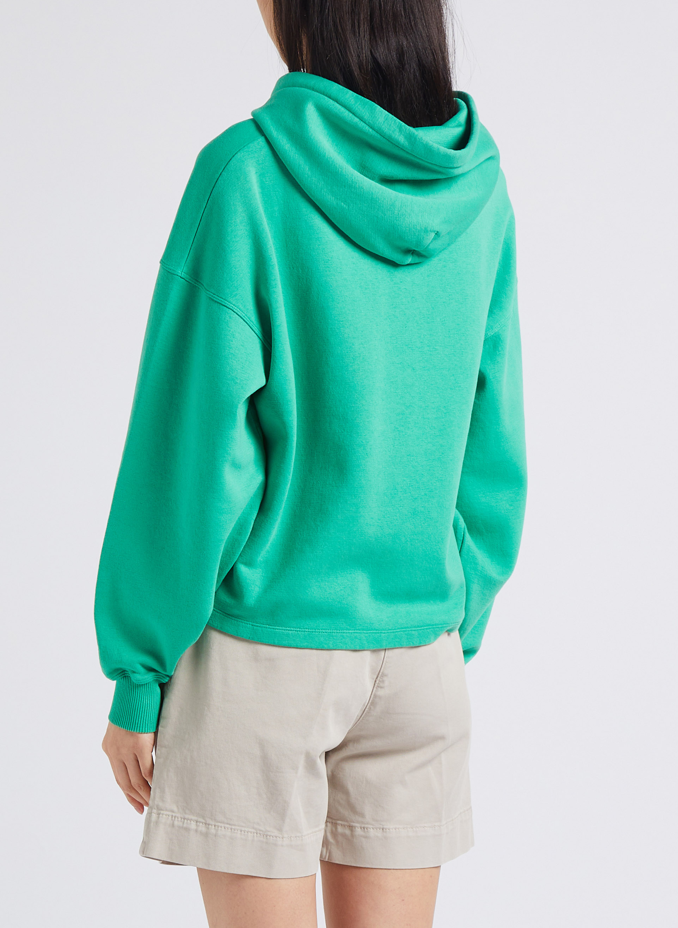 Wijde sweater met capuchon en borduursel - katoenblend MAISON LABICHE Groen