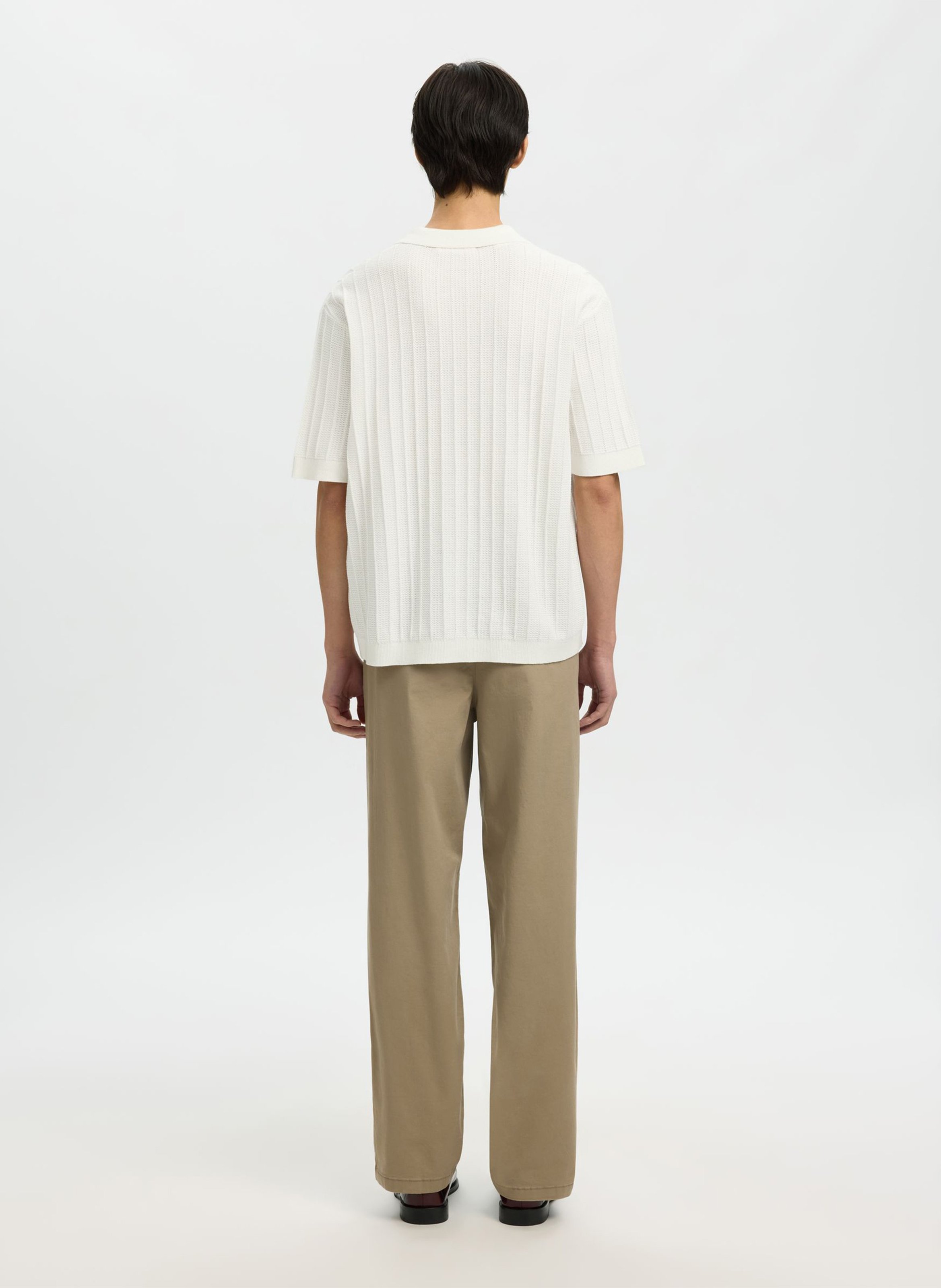 Gerader Polo-Kragen aus Bio-Baumwolle SELECTED Beige