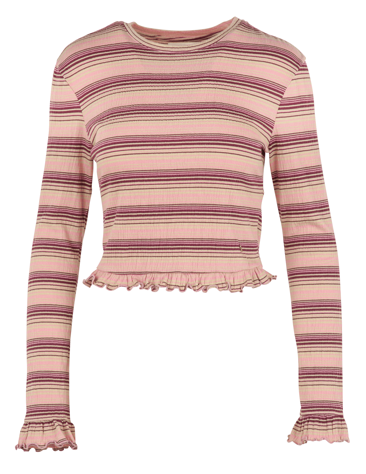 Fitted round neck striped cotton blend t-shirt DES PETITS HAUTS Pink