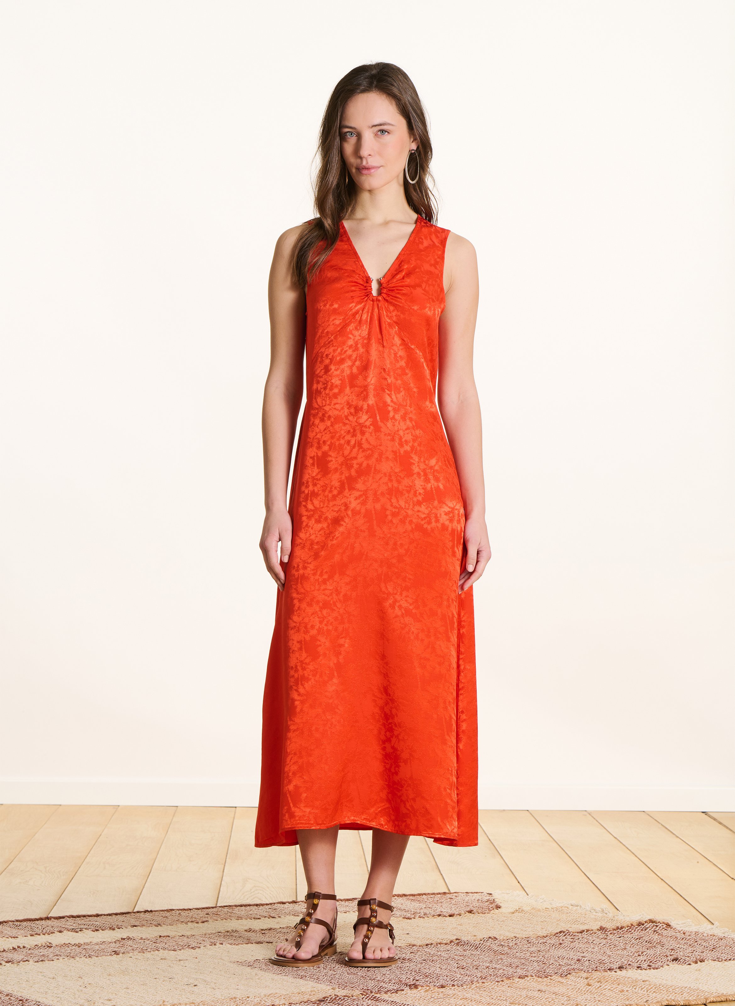 Robe longue droite jacquard LA FEE MARABOUTEE Rose