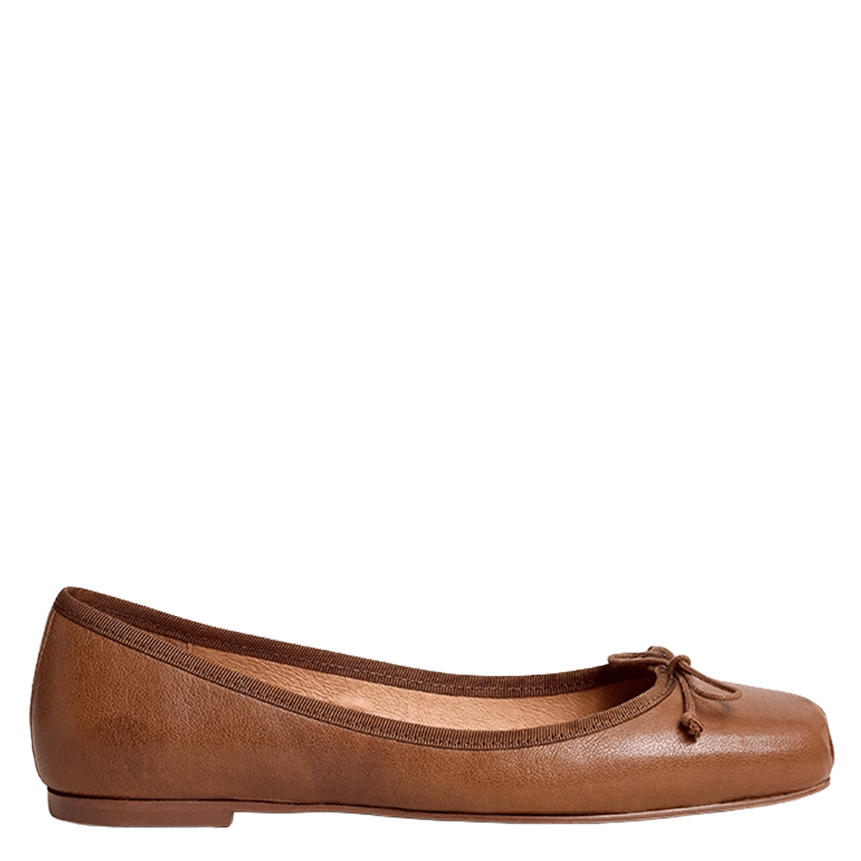 Dames ballerina's met vierkante neuzen in effen leer. JONAK Bruin