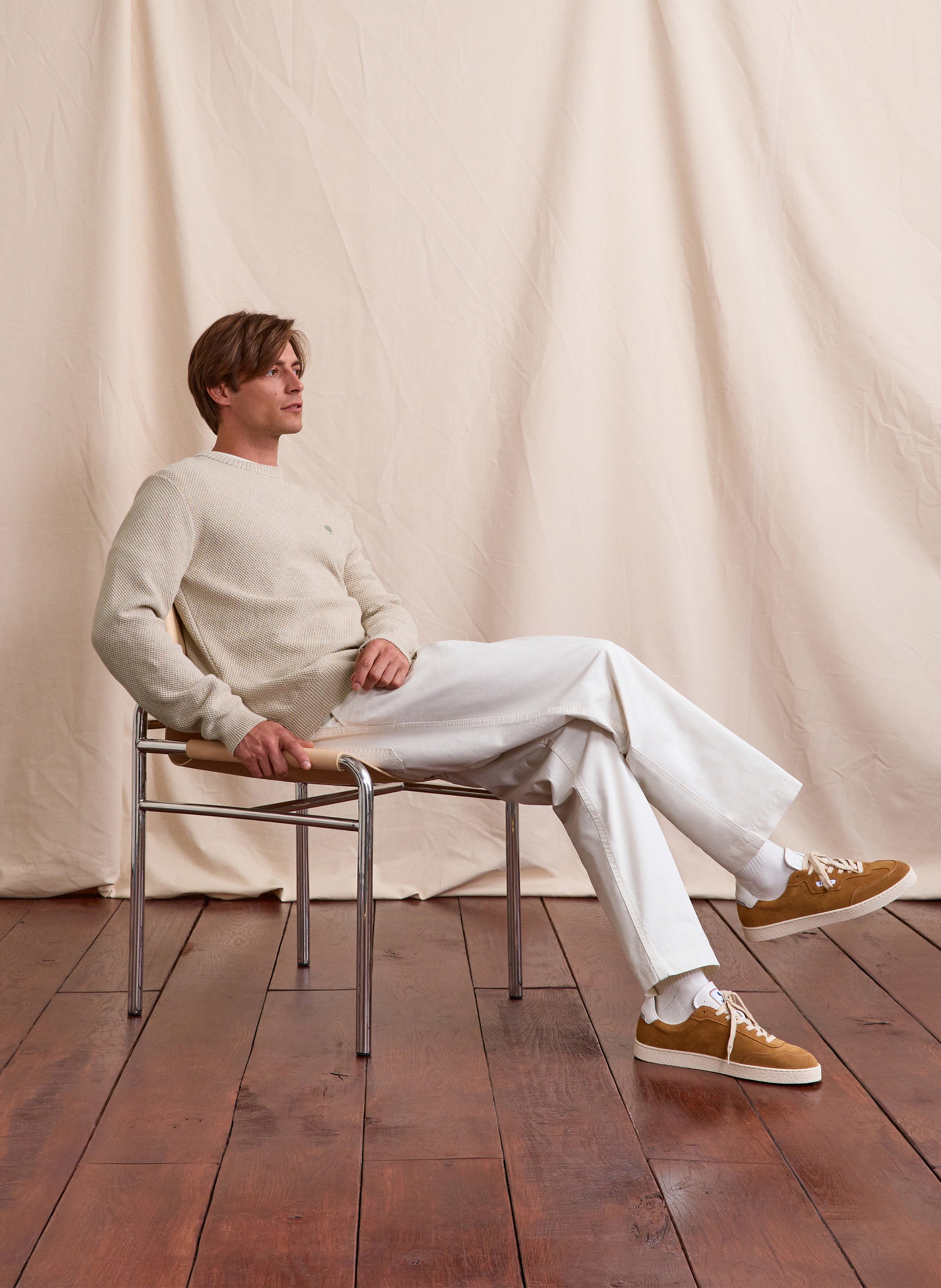 Straight-fit, katoenen trui met ronde hals FAGUO Beige