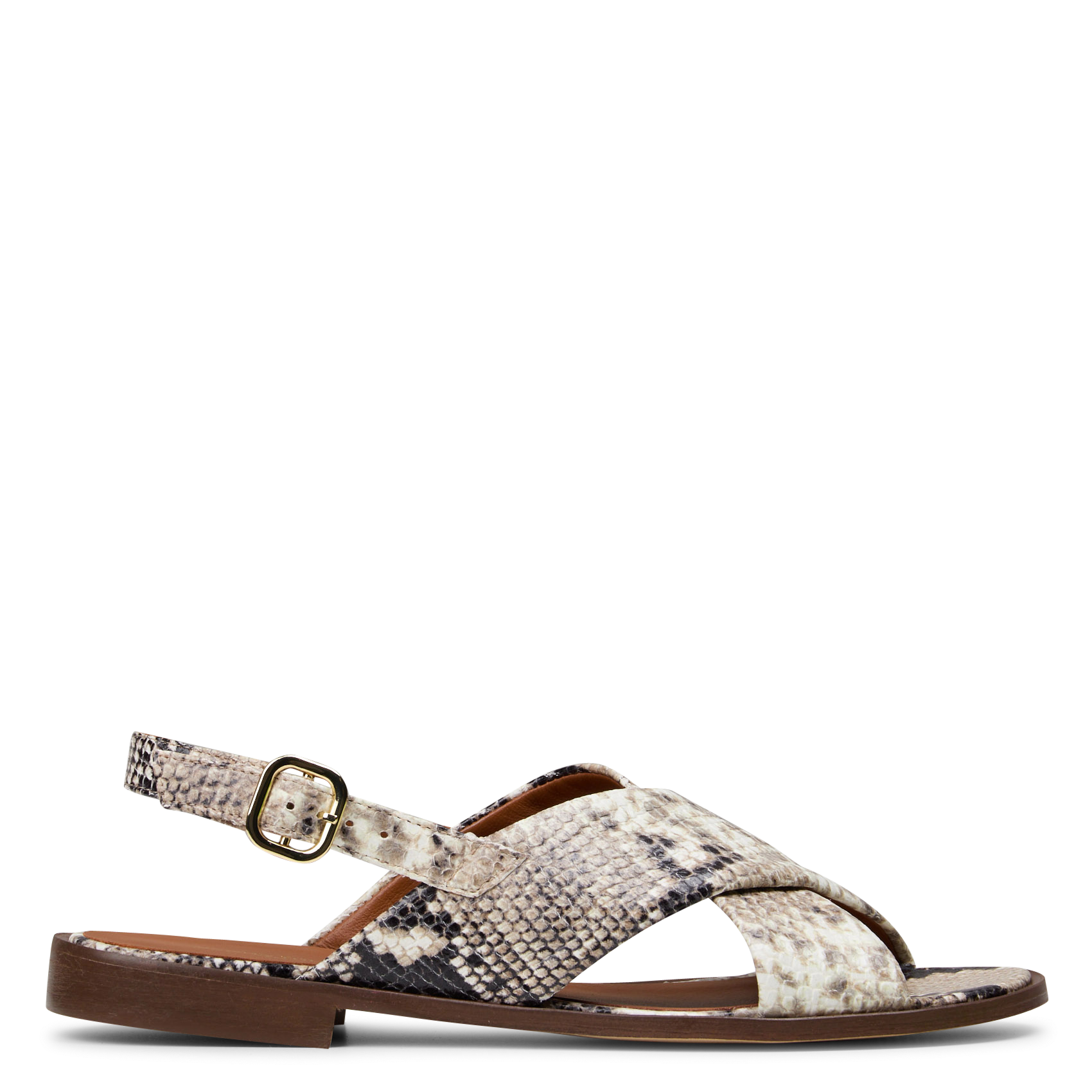 Sandales plates en cuir imprimé MAISON TOUFET Beige