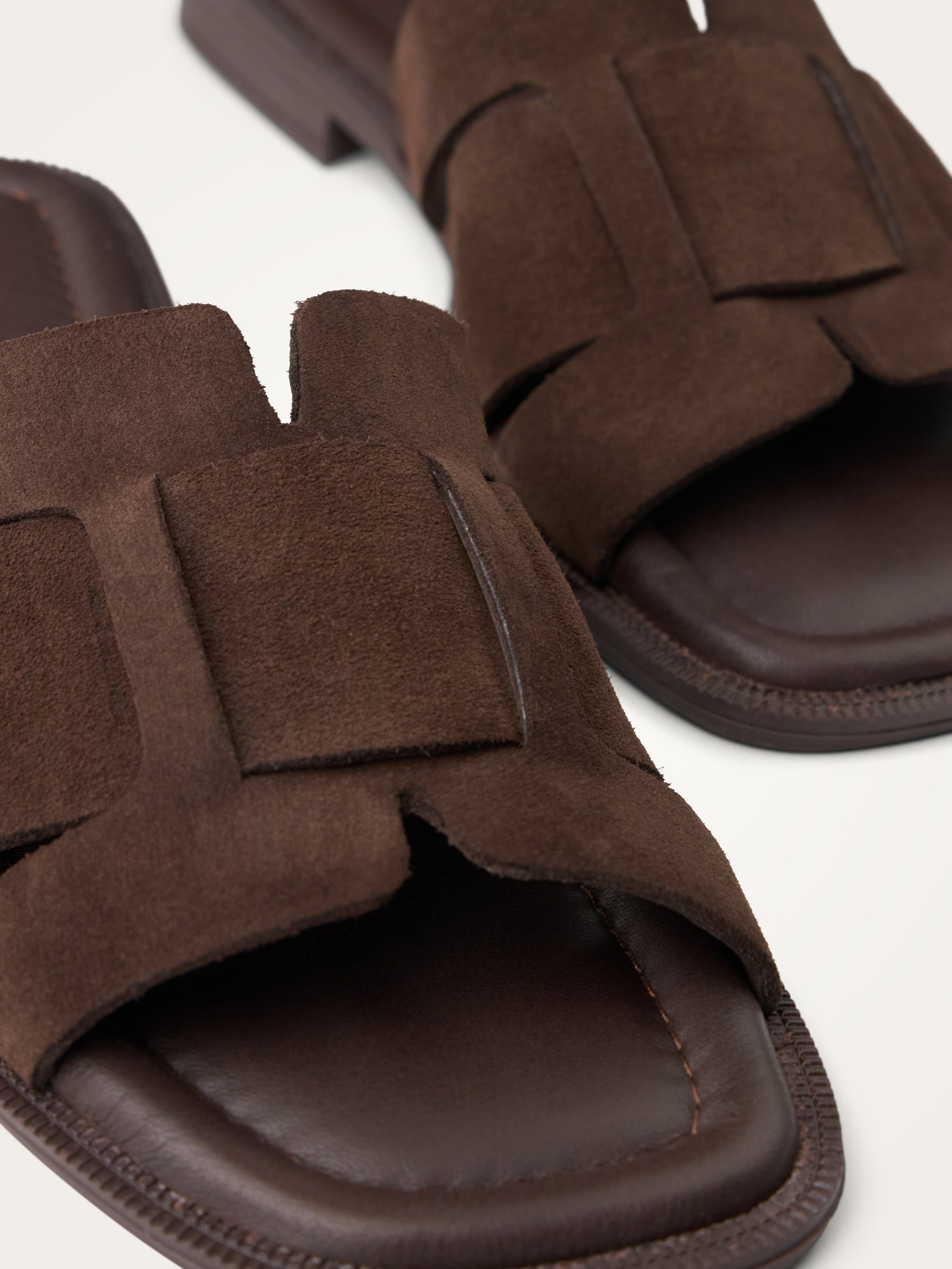 Suede mules with wide crisscross straps VANESSA WU Brown