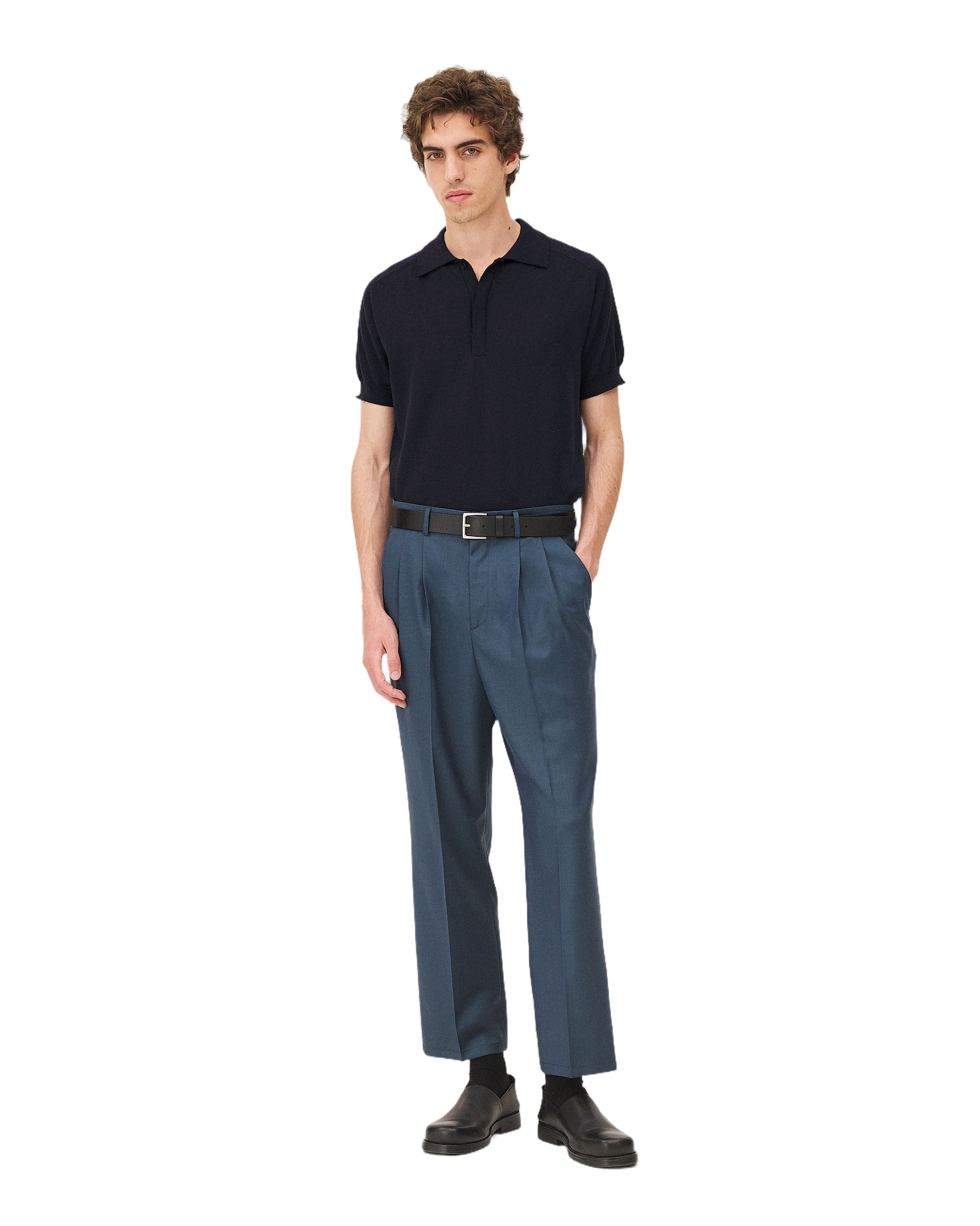 Trousers with pleats Clyde Deep Lagoon Noyoco Blue