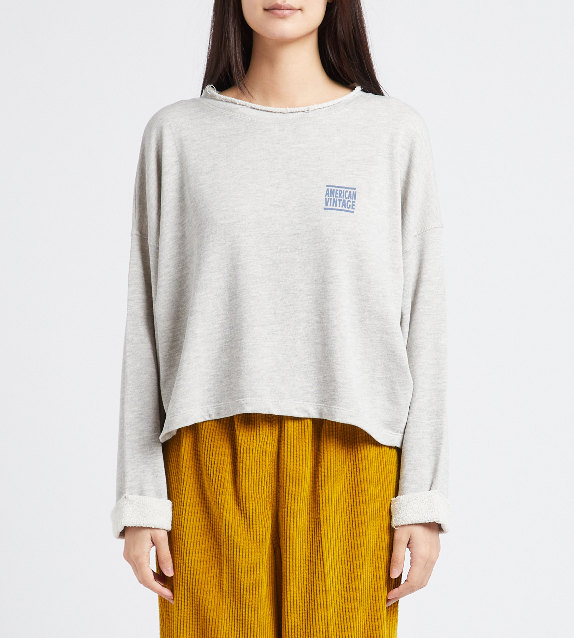 Rundhals-Sweatshirt aus Baumwoll-Mix AMERICAN VINTAGE Grau