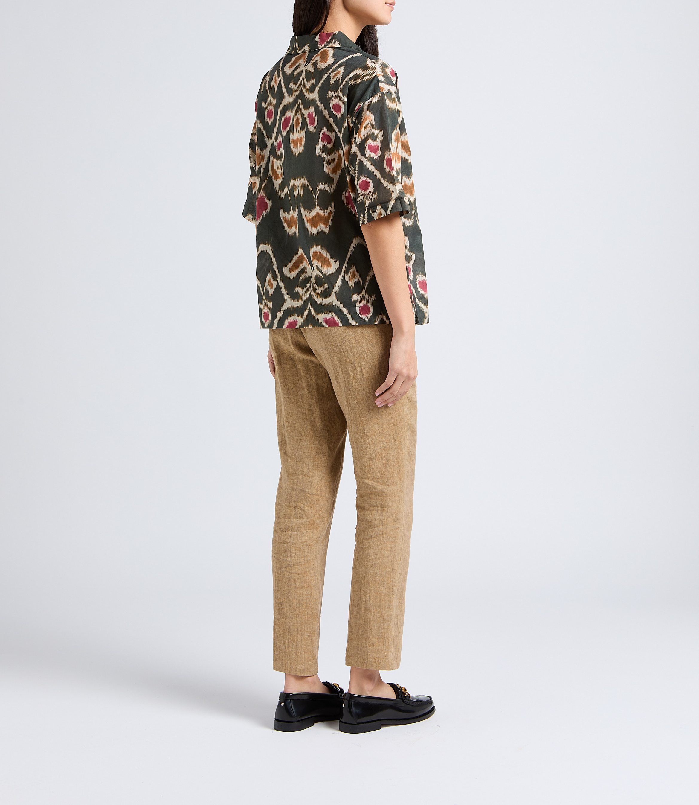 Camisa estampada de algodón con cuello sastre DIEGA Marron