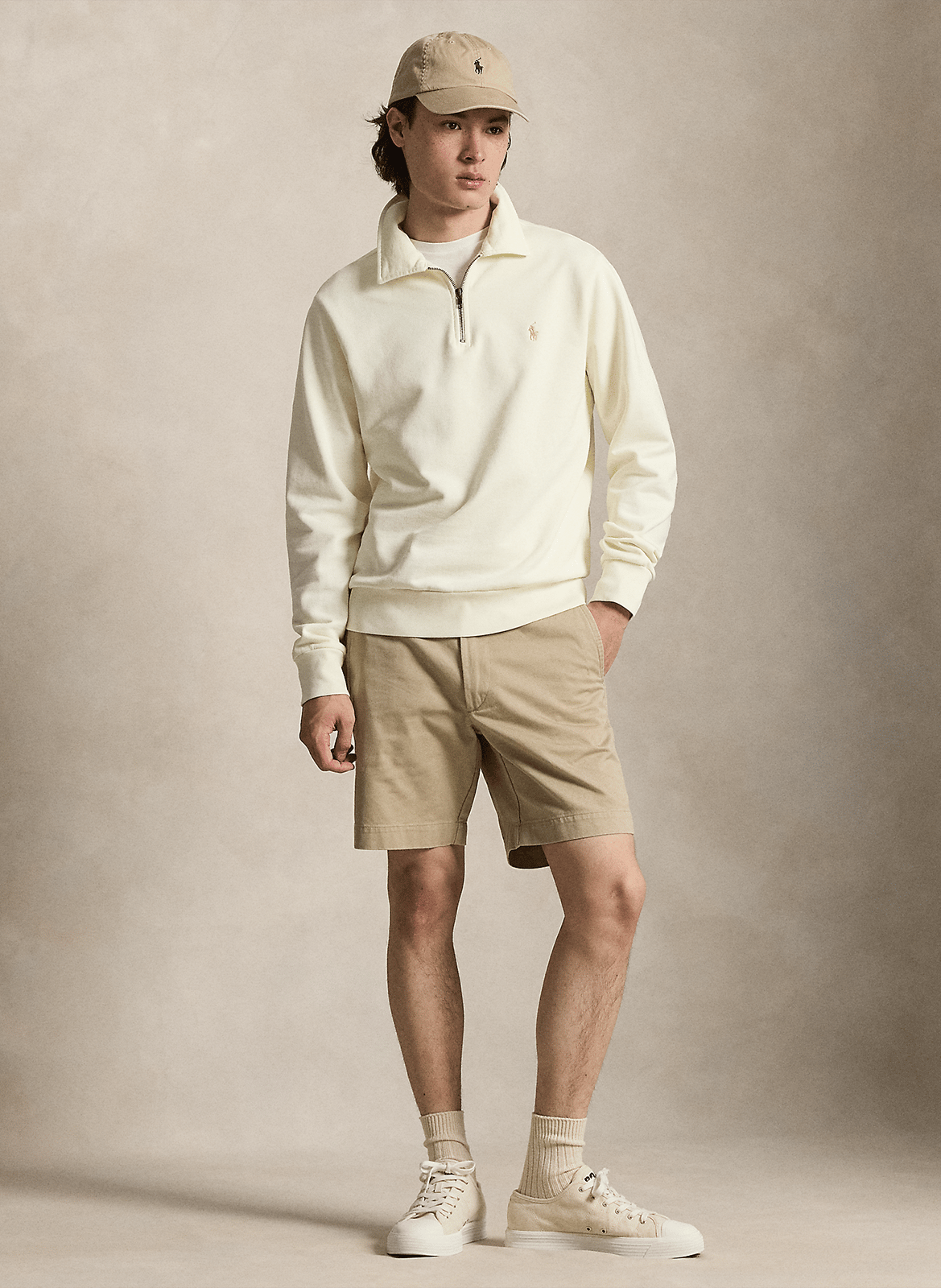 Straight fit classic collar cotton shirt POLO RALPH LAUREN Beige