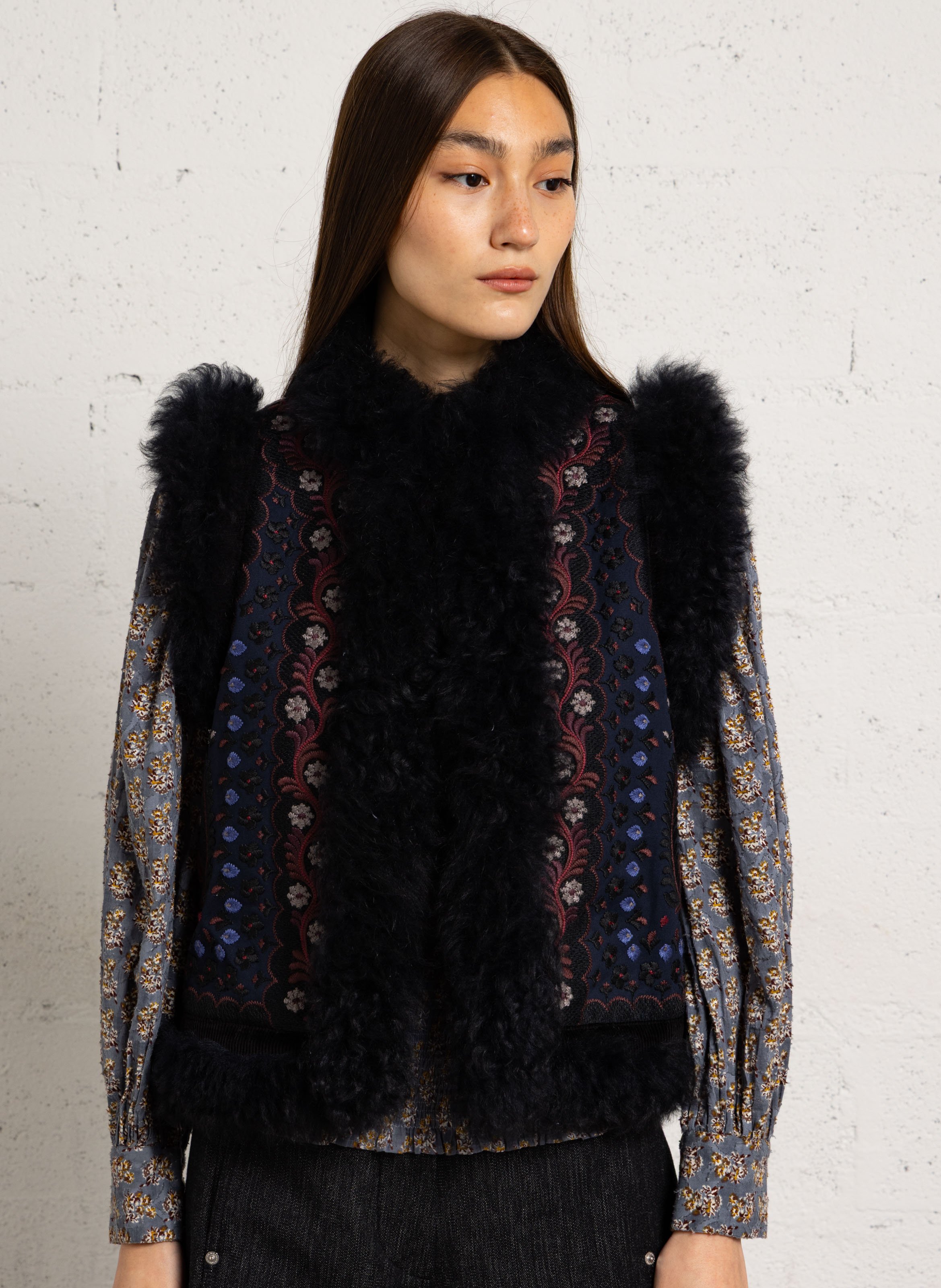 Bestickte Baumwolljacke ANTIK BATIK Blau