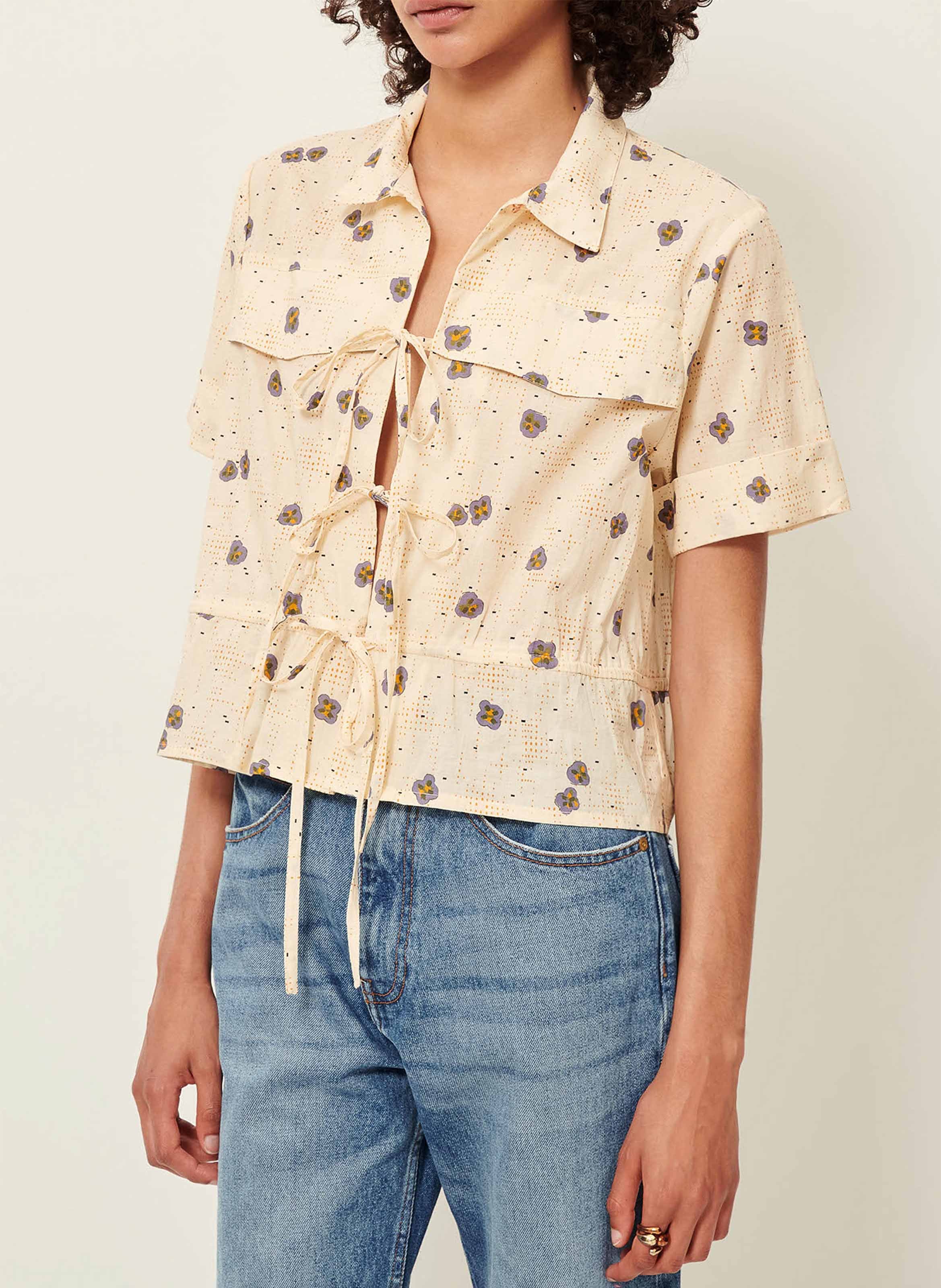Chemise droite col classique en coton imprimé SESSUN Multicolore