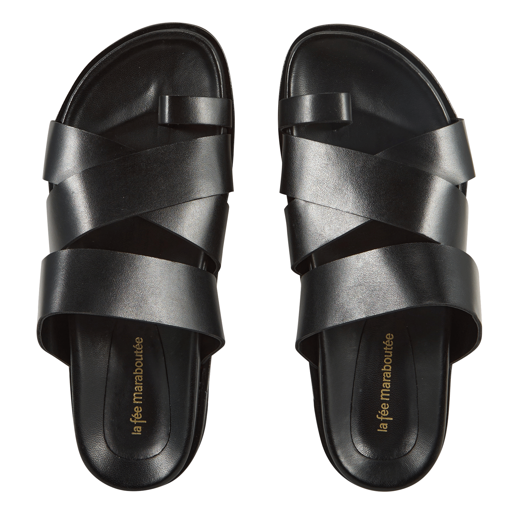 Leren sandalen met gekruiste riempjes LA FEE MARABOUTEE Zwart