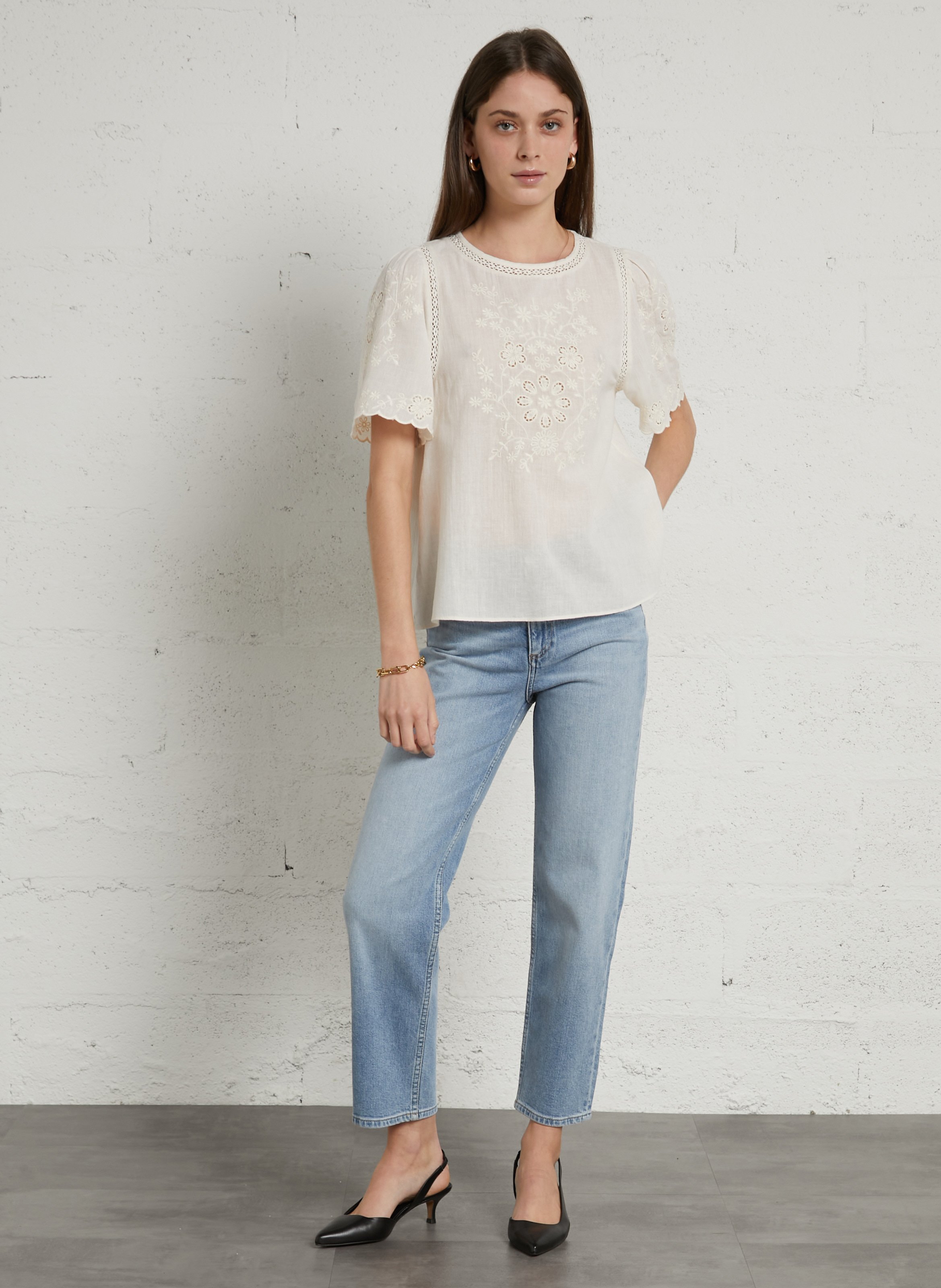 Cotton-blend straight jeans MAISON 123 Blue