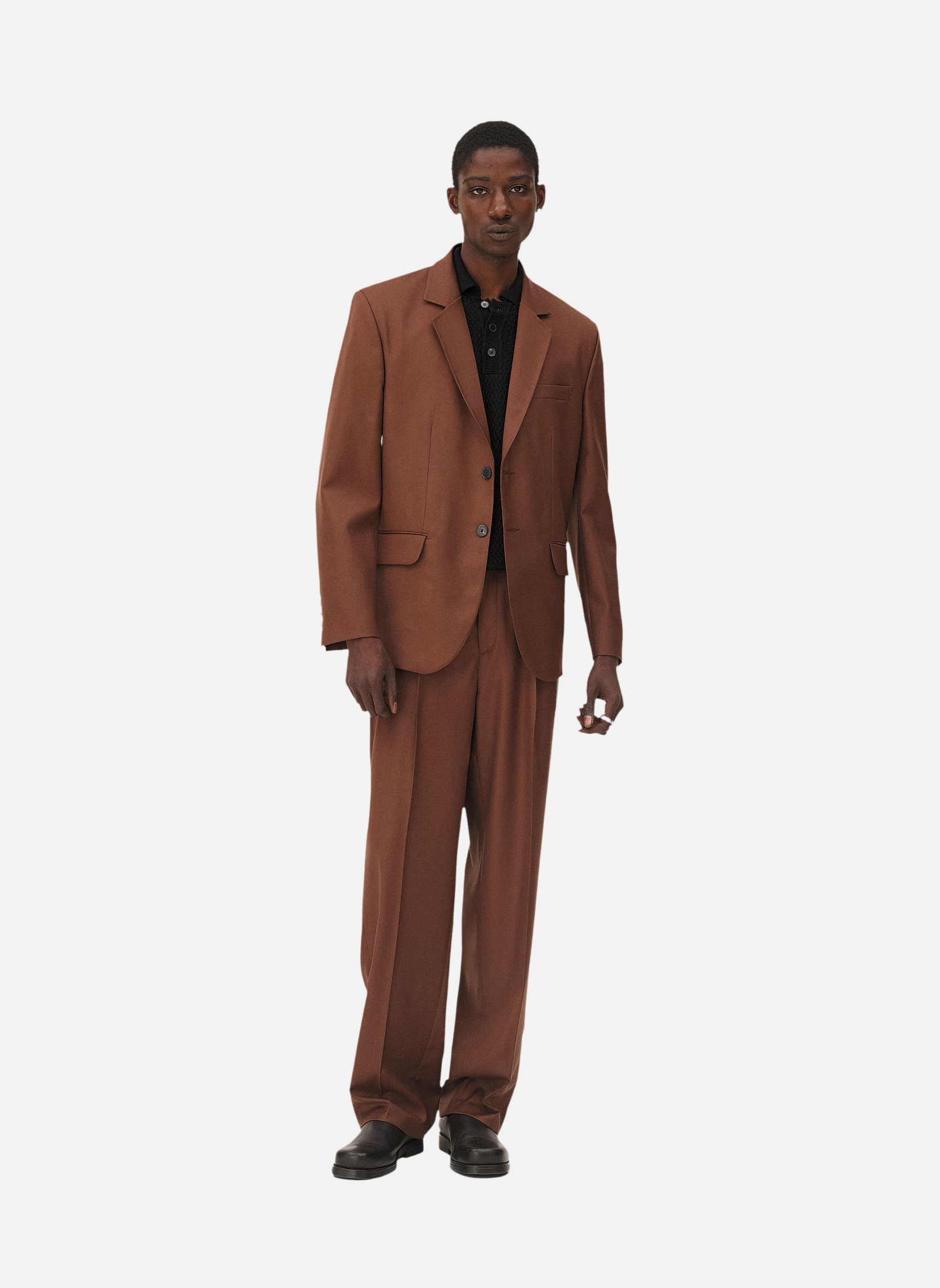 Wide-leg pleated pants in LOTTEN MOCHA Noyoco Brown