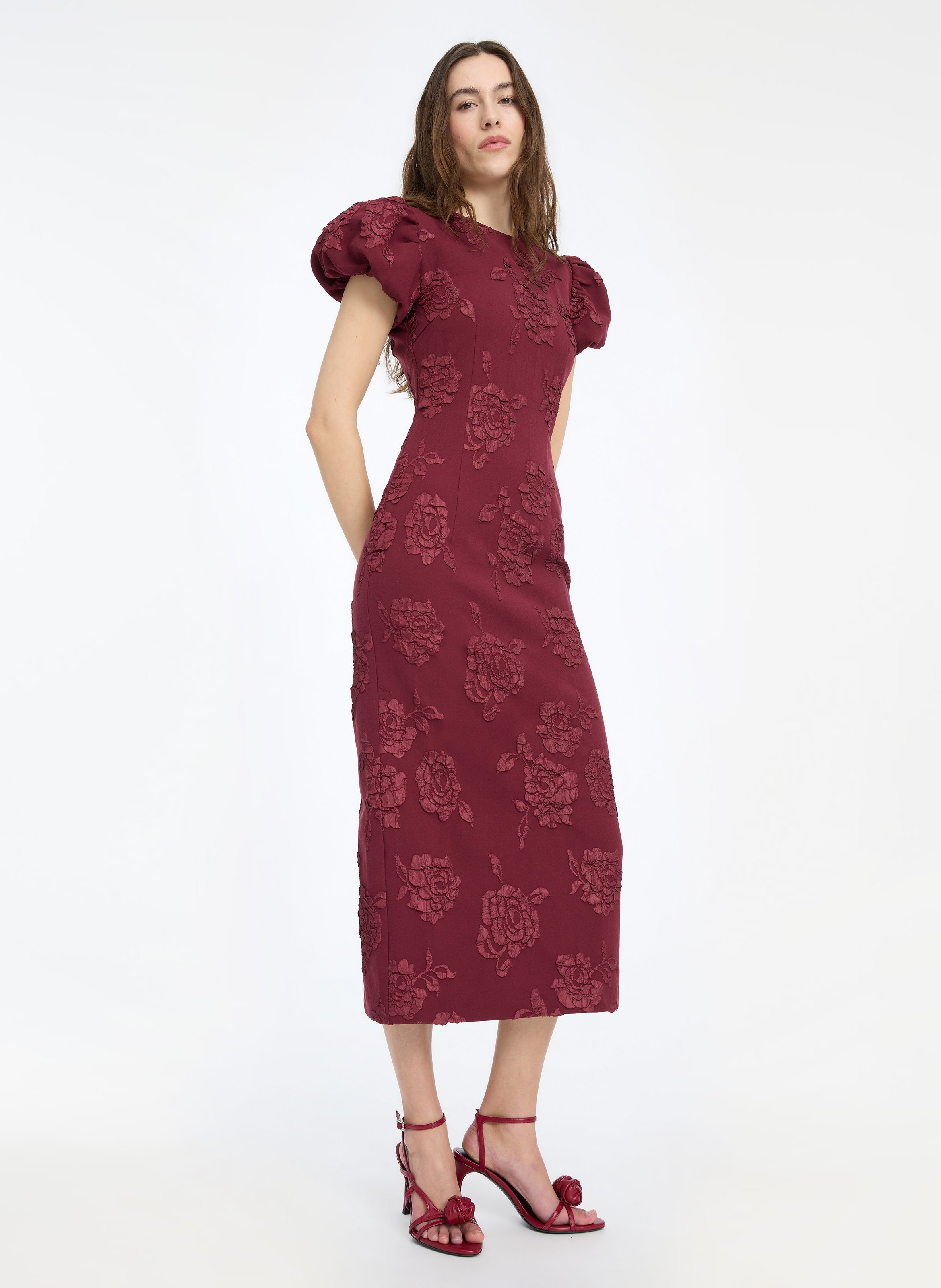 Jacquard midi dress ROTATE Brown