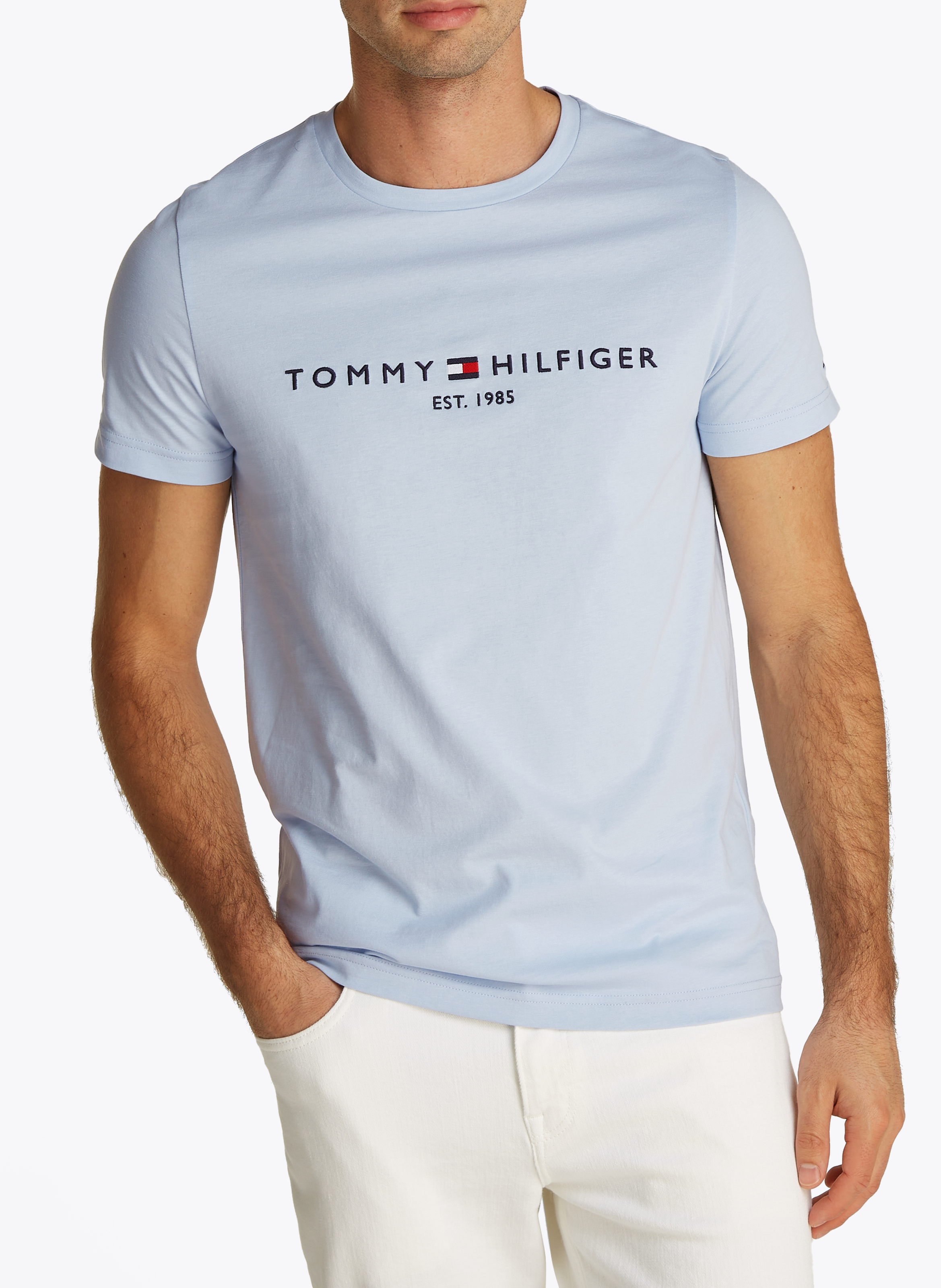 Besticktes Rundhals-T-Shirt aus Bio-Baumwolle TOMMY HILFIGER