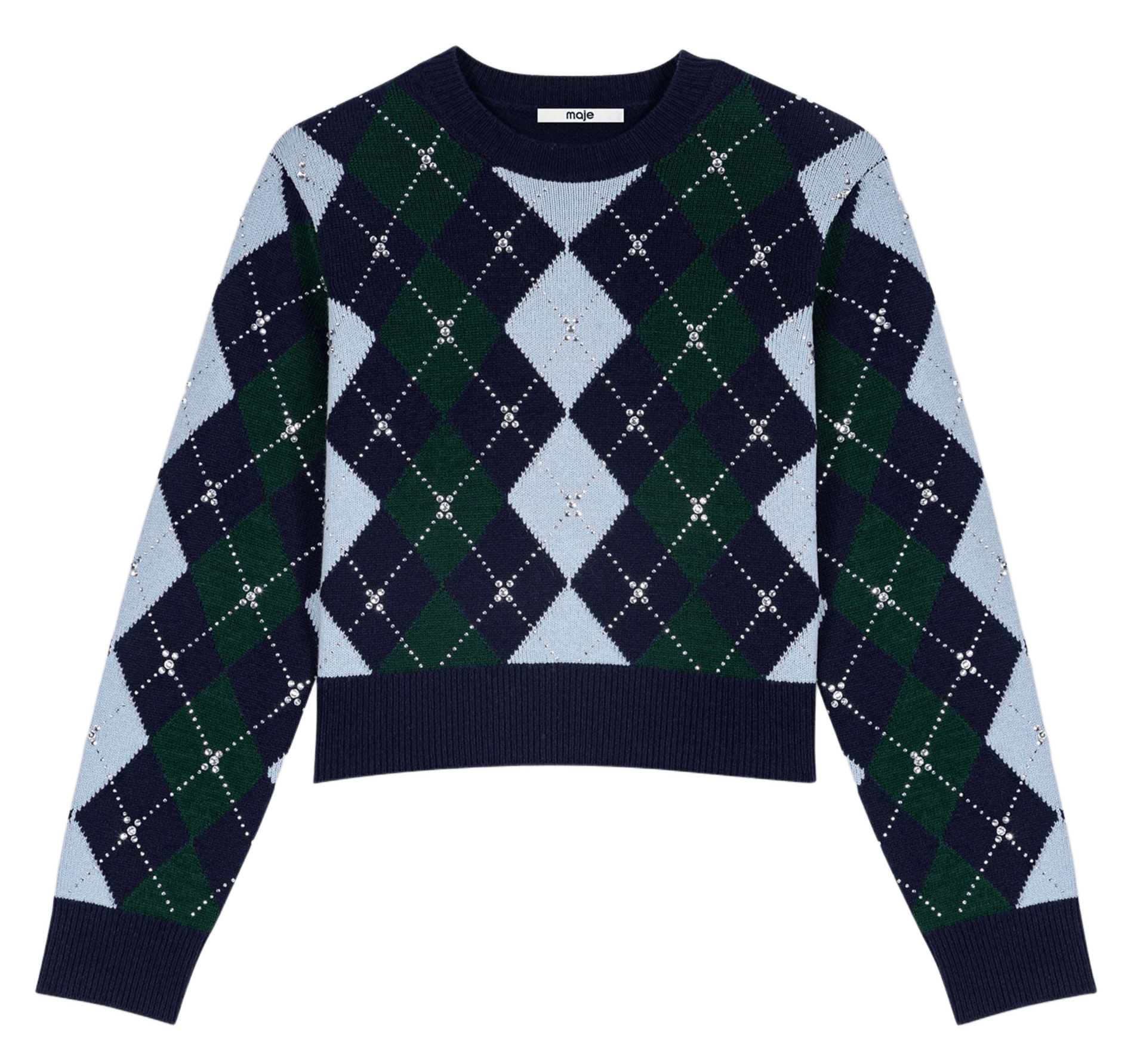 Pull droit en laine MAJE Bleu