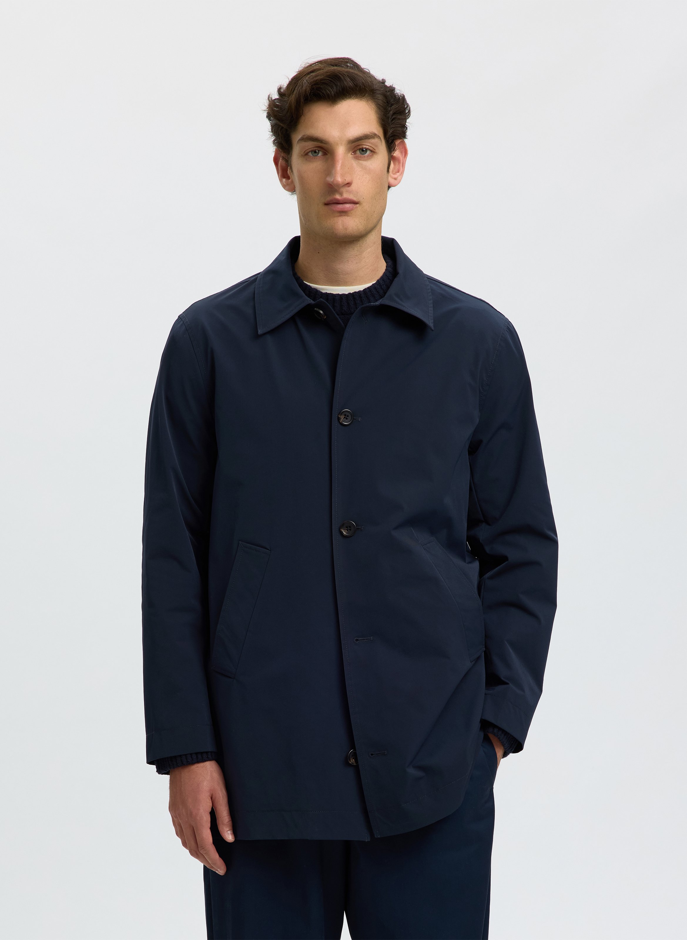 Rechte jas met klassieke kraag en knoopsluiting SELECTED Blauw