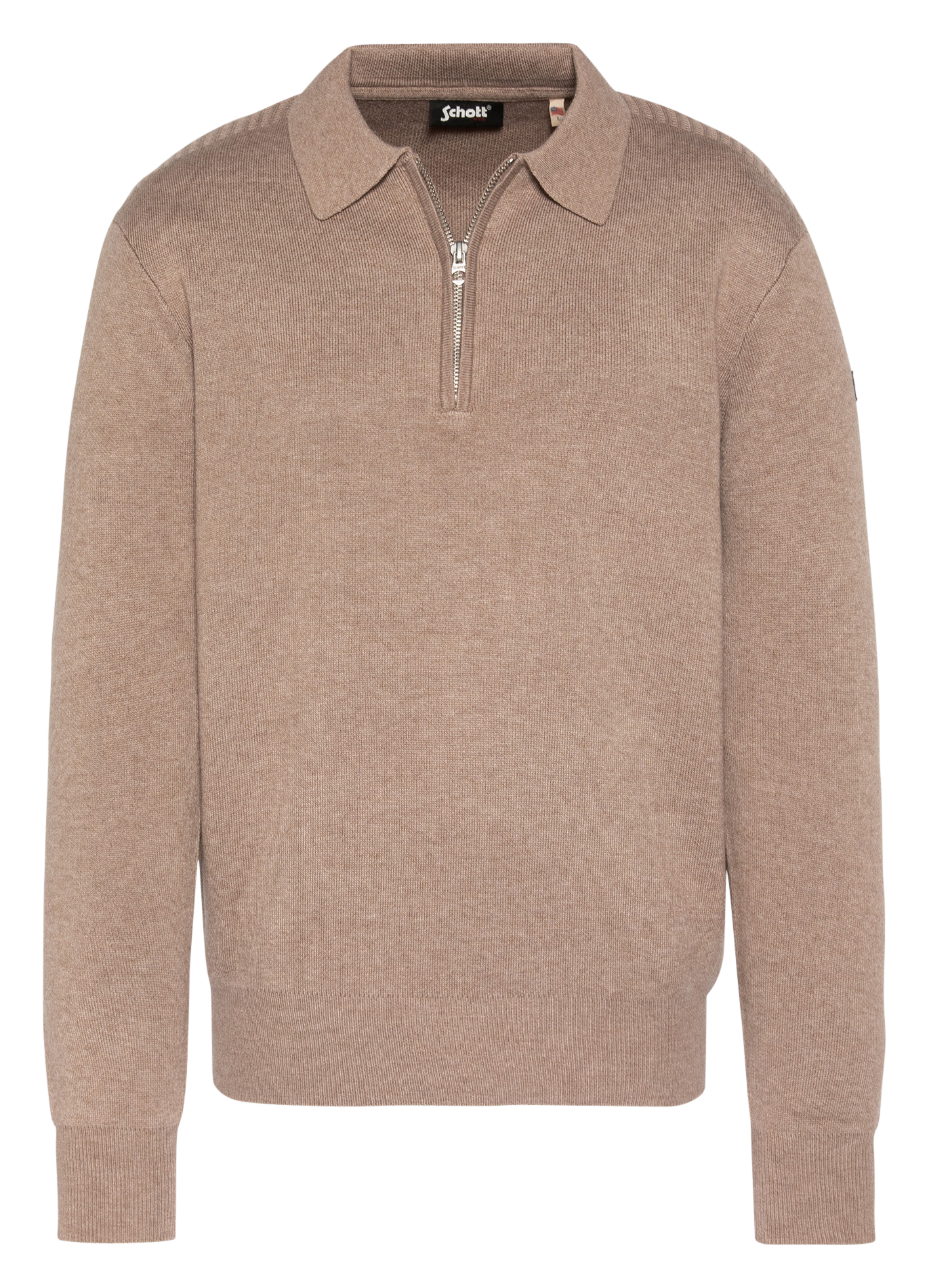Straight-fit polo-neck sweater SCHOTT Beige
