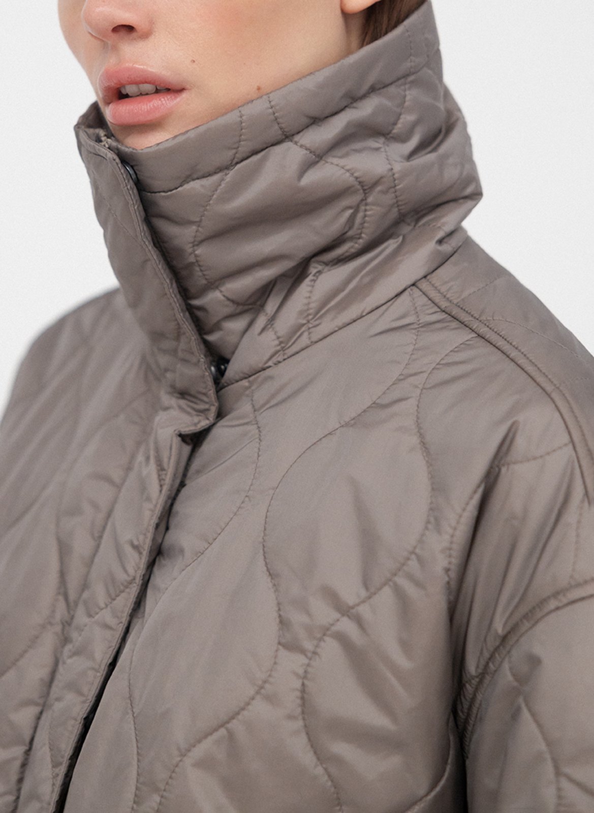 Veste col montant droite matelassée PROJECT-AJ117 Beige