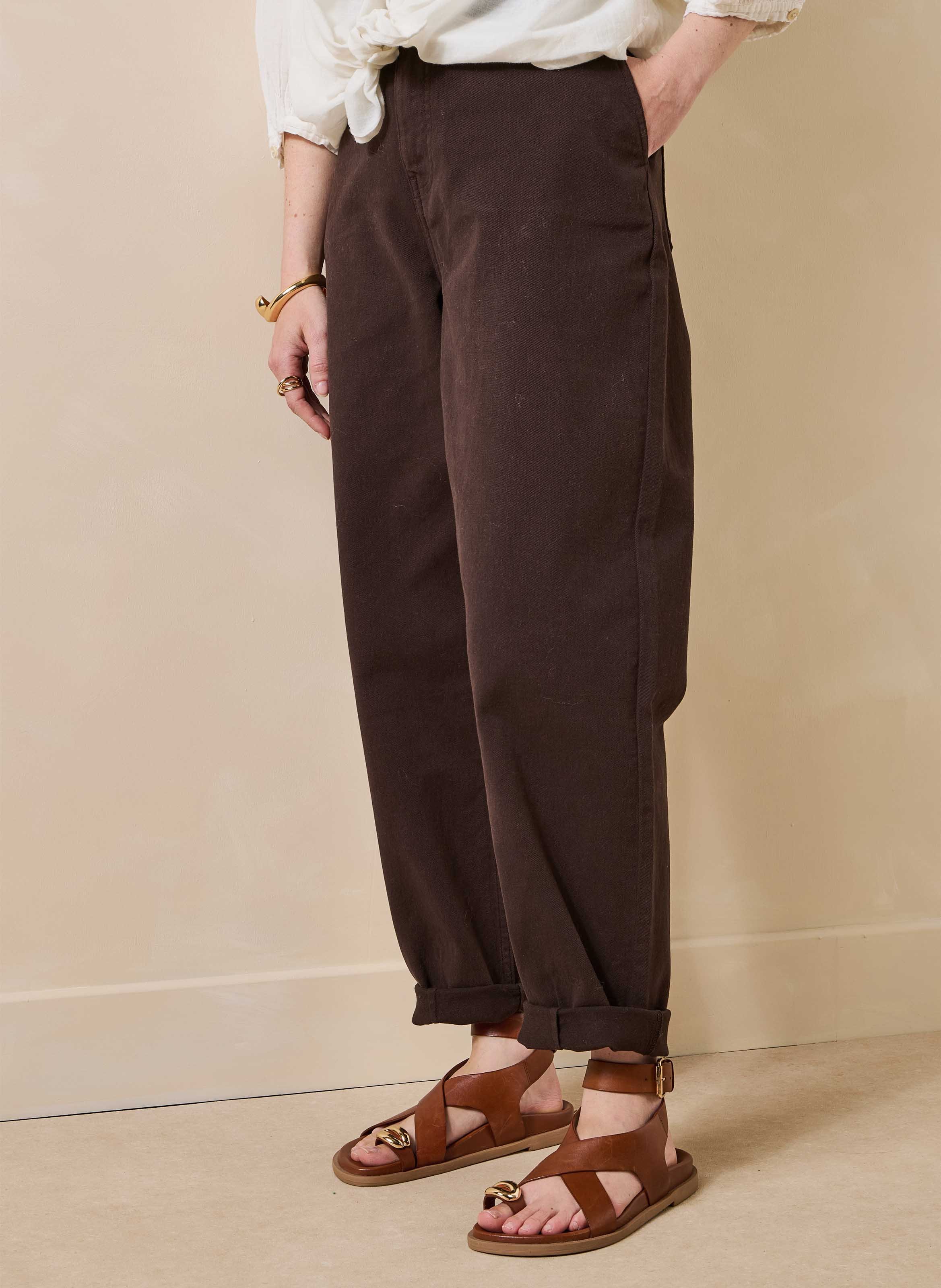 High-waisted organic cotton-blend mom jeans LA FEE MARABOUTEE