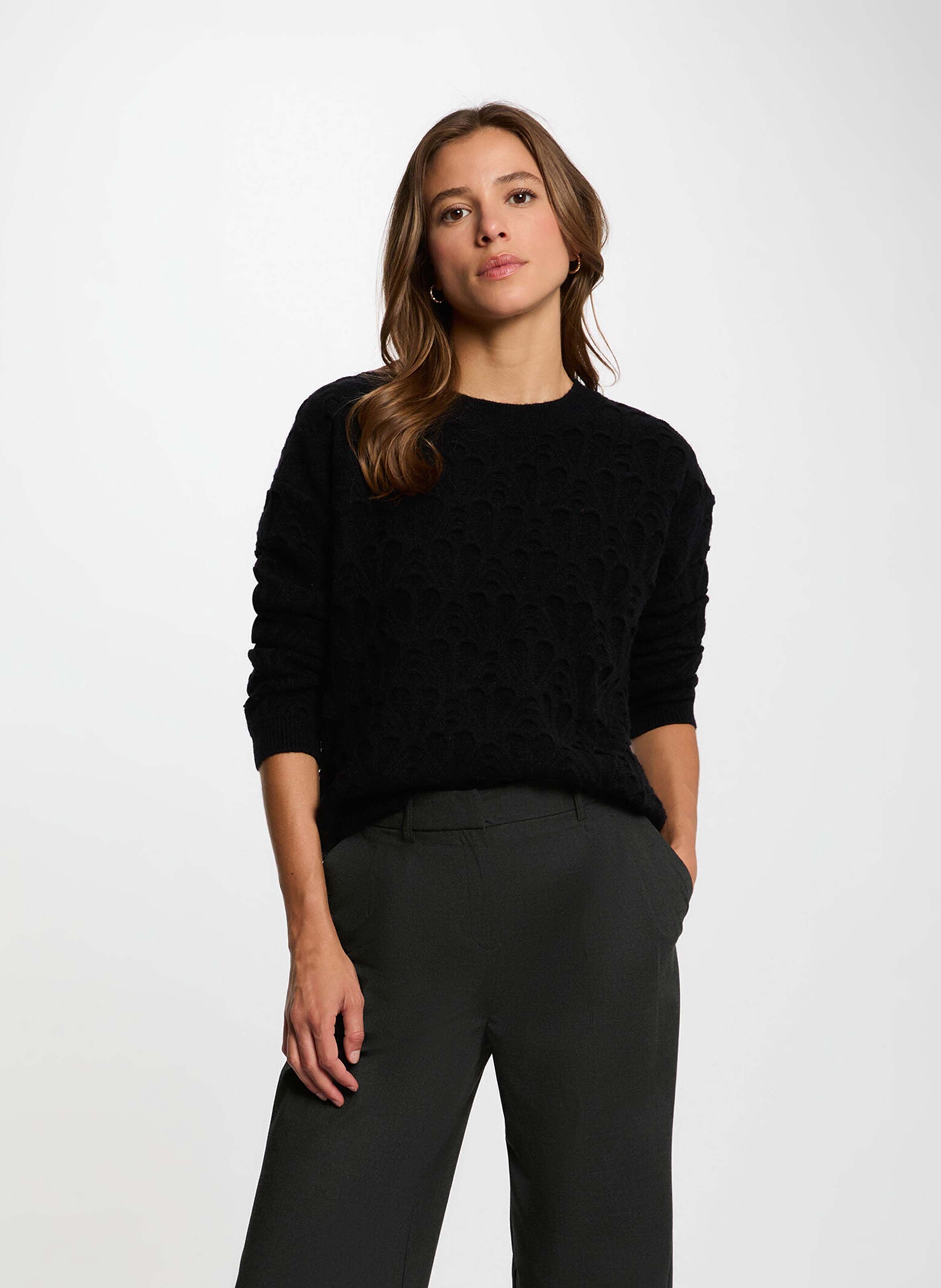 Pull col rond  MORGAN Noir