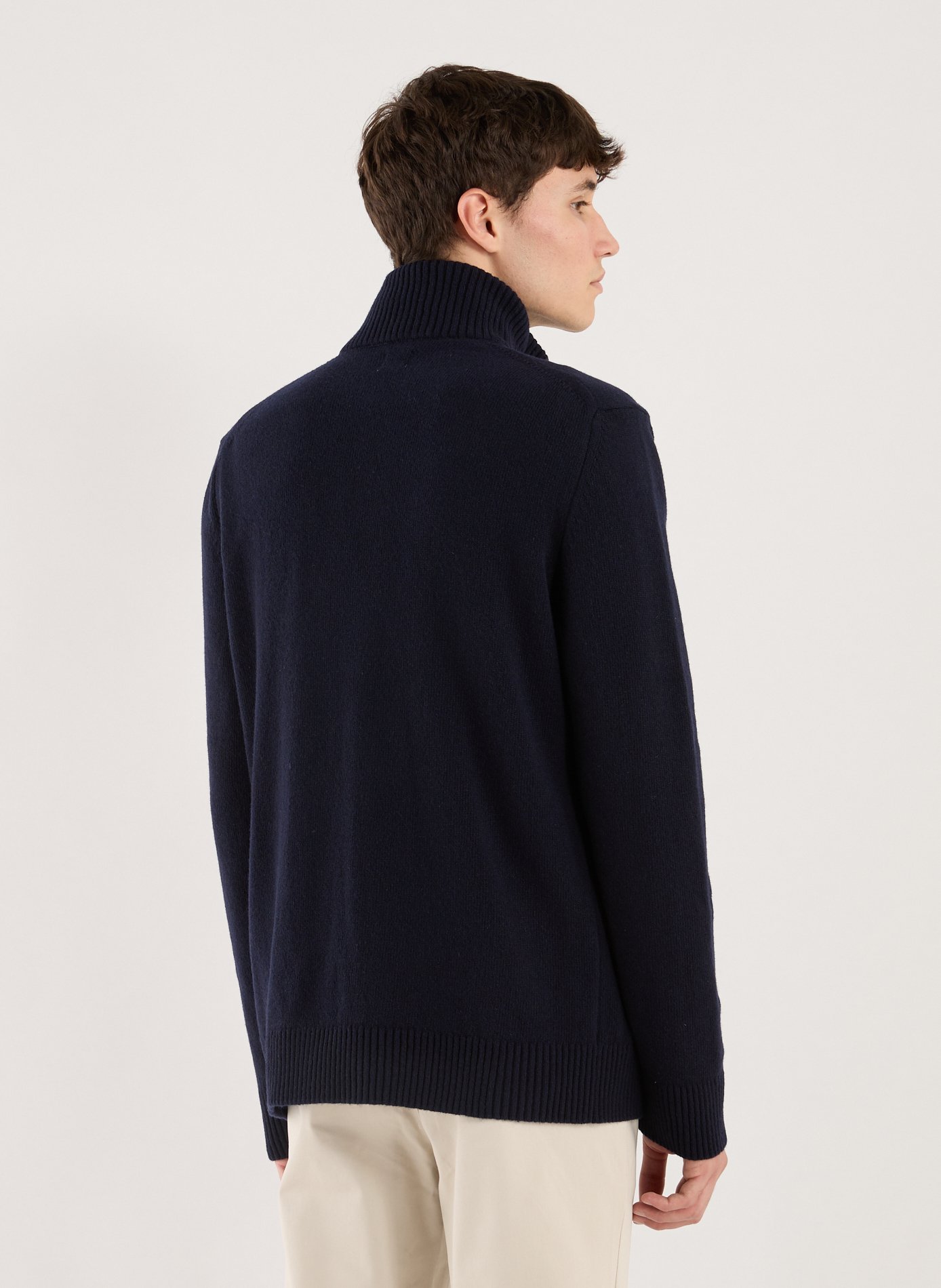 Knit wool sweater with cable knit detailing | Blue AU PRINTEMPS PARIS Men