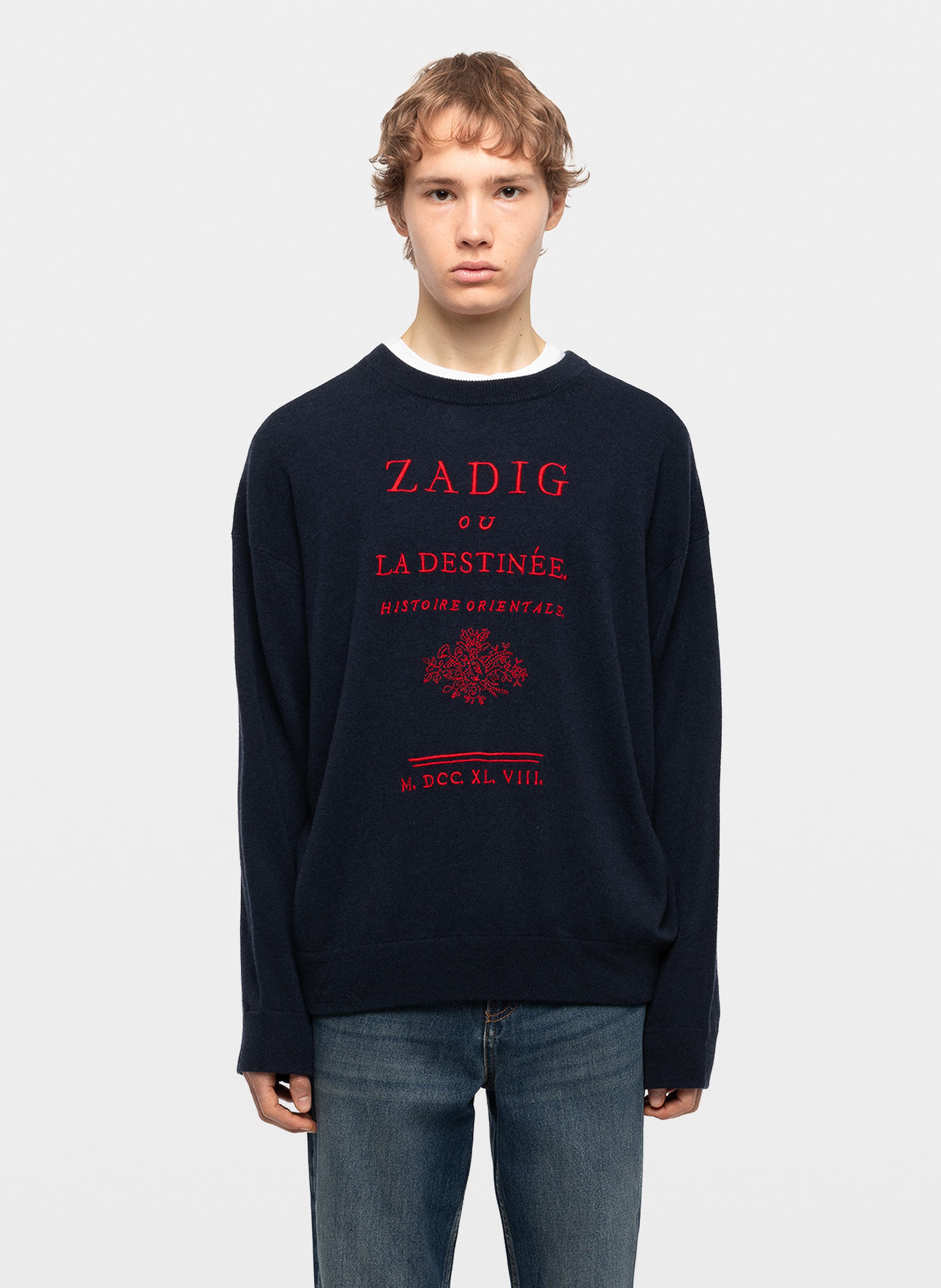 Gerade geschnittener Pullover aus Wollmix mit Rundhalsausschnitt ZADIG&VOLTAIRE Blau