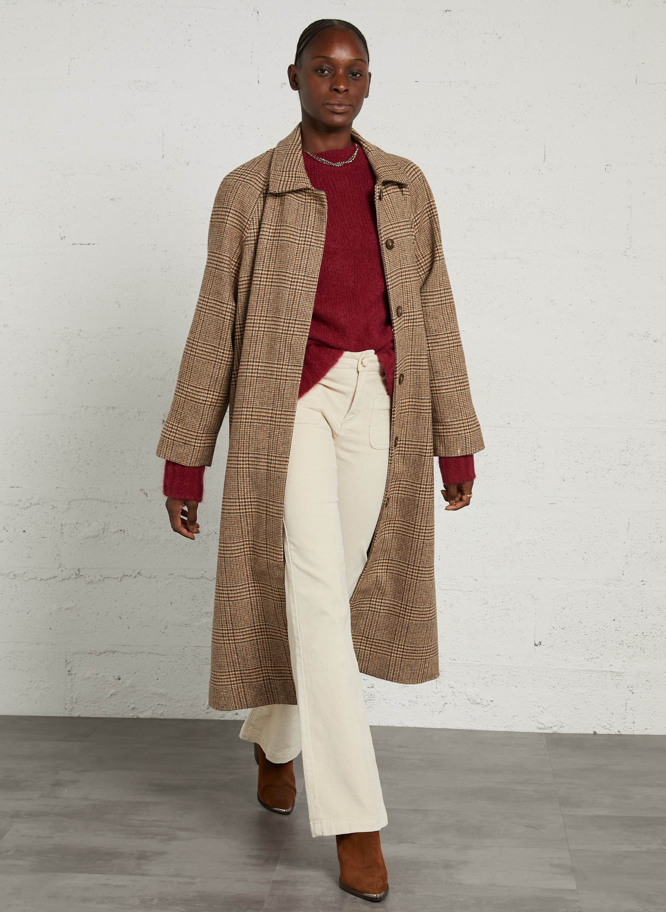 Manteau en laine mélangée JC SOPHIE Marron